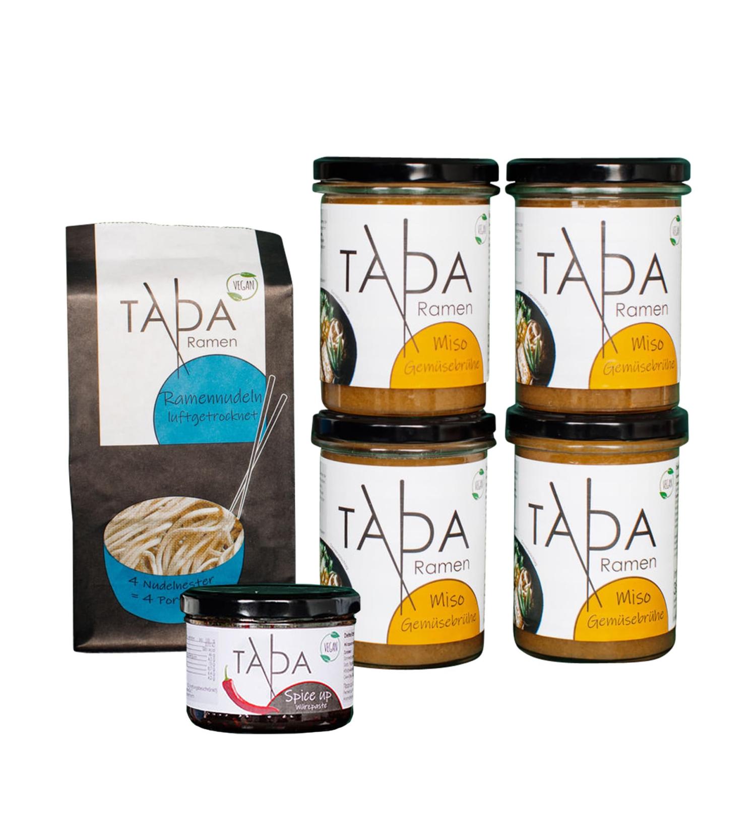 Shop Tada Vegan Miso Ramen Set - Traditional & Spicy Broth Noodles & Seasoning Paste - 4x350ml - International Shipping Available - Buy Online on GoSupps.com