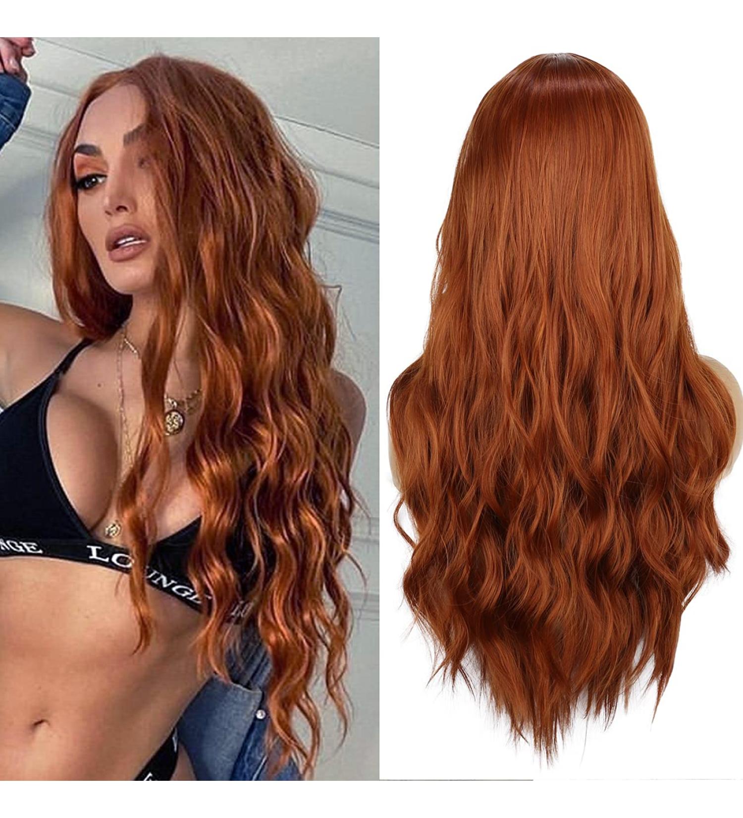 PORSMEER Auburn Red Brown Long Curly Wig for Women | Natural Copper Synthetic Hair | Perfect for Cosplay & Parties - Buy Online on GoSupps.com
