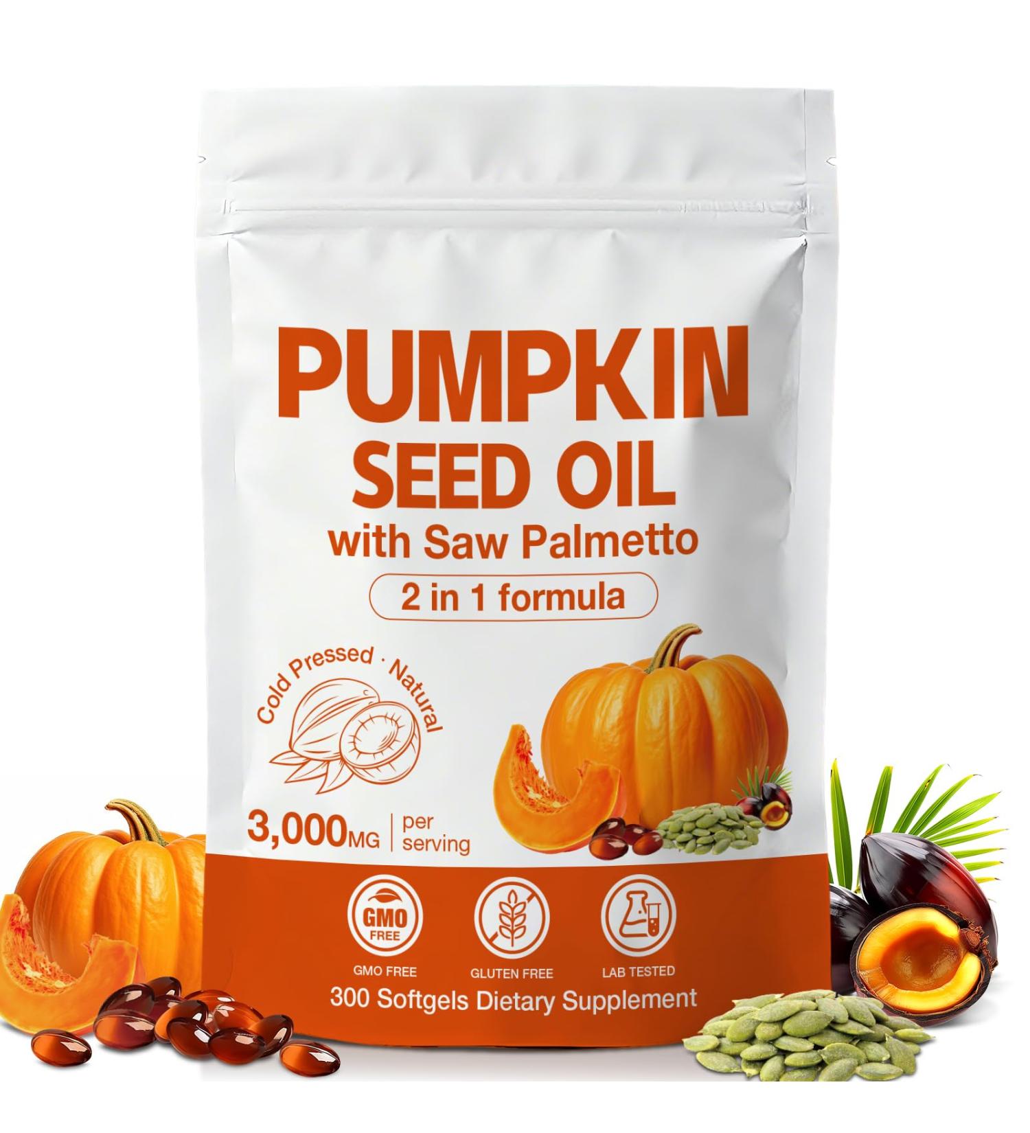 MaxHemp Pumpkin Seed Oil with Saw Palmetto Capsules 300 Softgels - 3000mg Max Strength Cold-Pressed Supports Hair Urinary Bladder & Prostate Health Boosts Immunity Non-GMO - Buy Online on GoSupps.com
