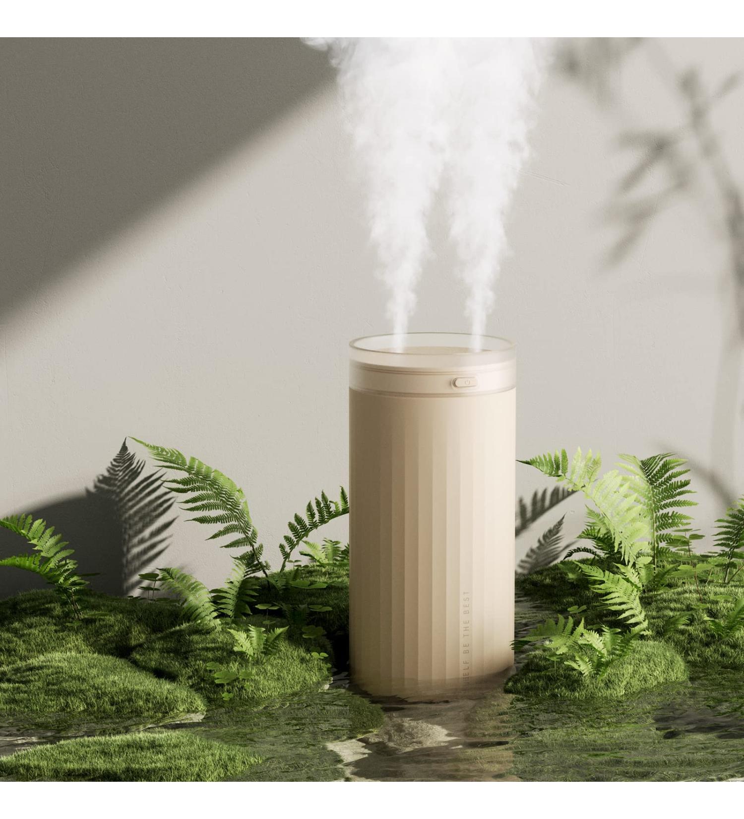 JISULIFE 500ml Portable Mini Cool Mist Humidifier for Bedroom - Quiet, Dual Mist Ports, Auto Shut-Off - Ideal for Baby Bedside, Travel, Plant, Car - Brown - Buy Online on GoSupps.com