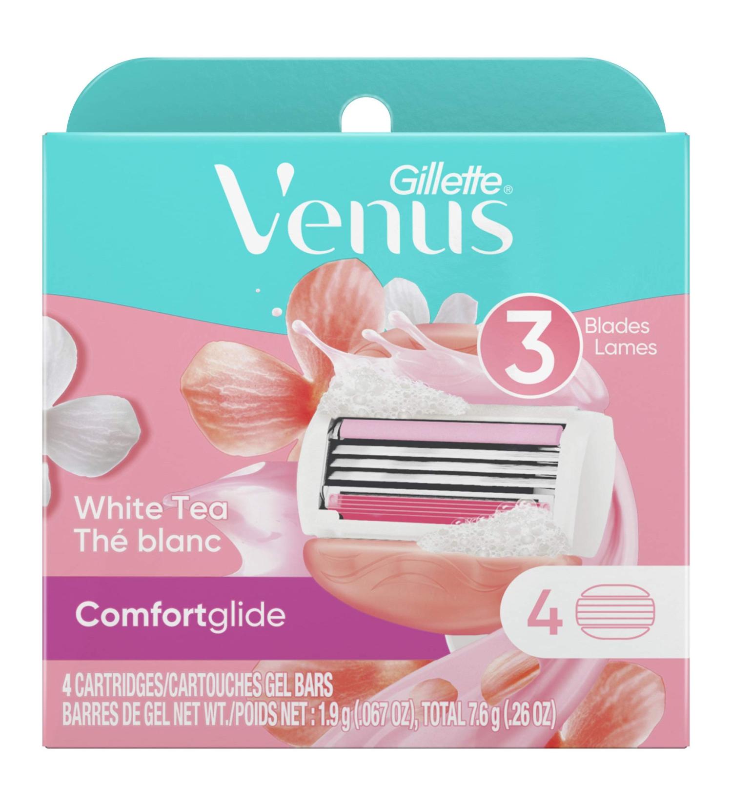 Gillette Venus ComfortGlide White Tea Women's Razor Blades - 4 Refills Set - Buy Online on GoSupps.com