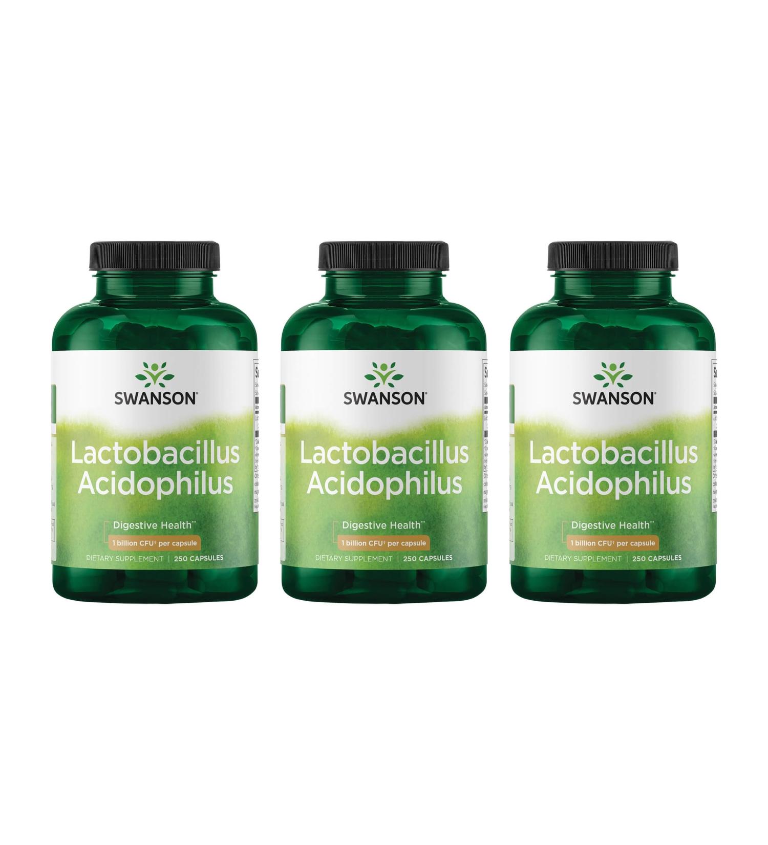 Swanson Lactobacillus Acidophilus - Probiotic Supplement Supporting Digestive Health with 1 Billion CFU Per Capsule - Promotes Bowel and GI Tract Health - (250 Capsules) 3 Pack - Buy Online on GoSupps.com