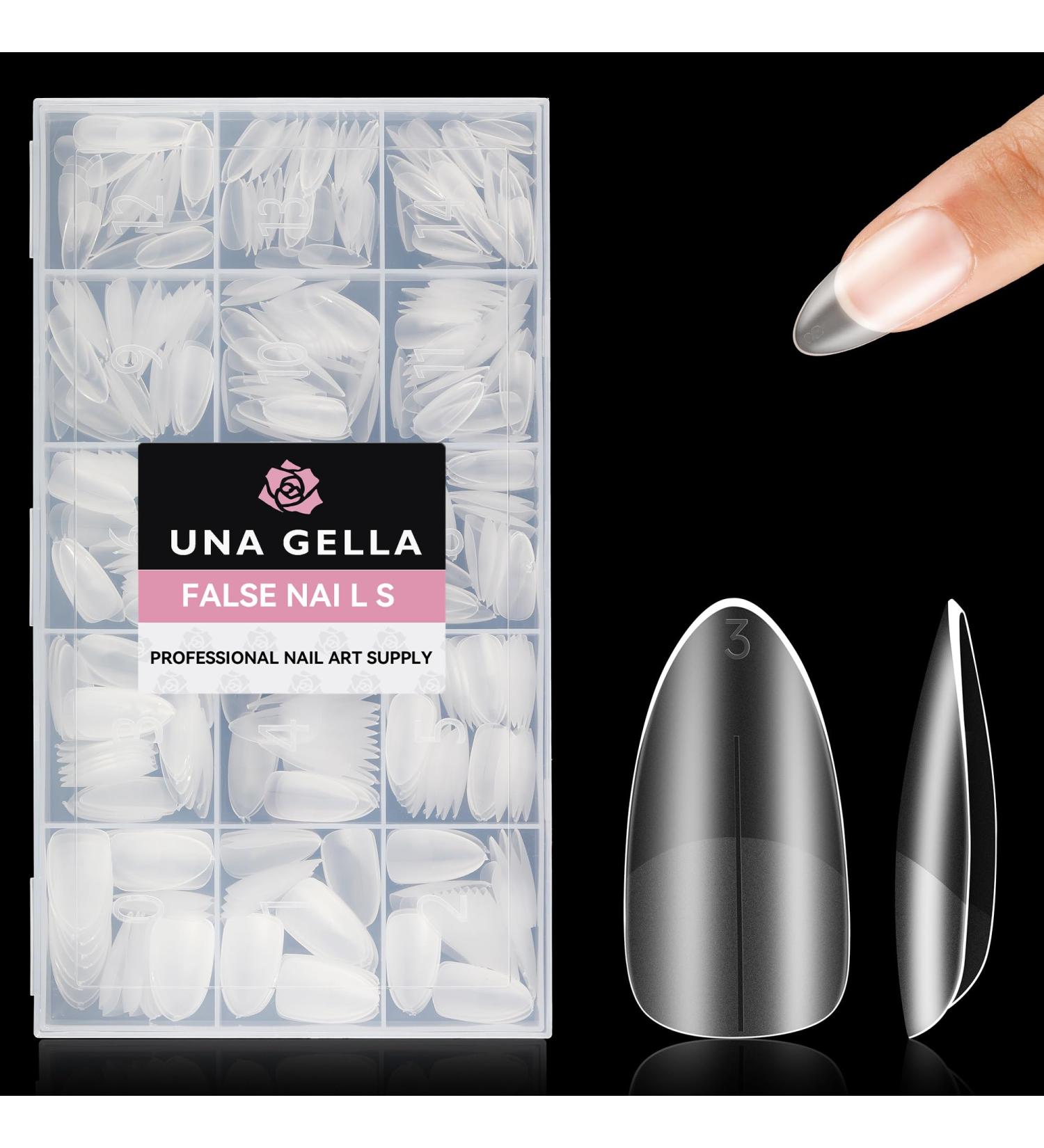 UNA GELLA Almond Nail Tips - 504 Pcs Full Matte Surface 15 Sizes Soft Gel Nail Tips for DIY Nail Extensions | Perfect for Salon Use - Buy Online on GoSupps.com