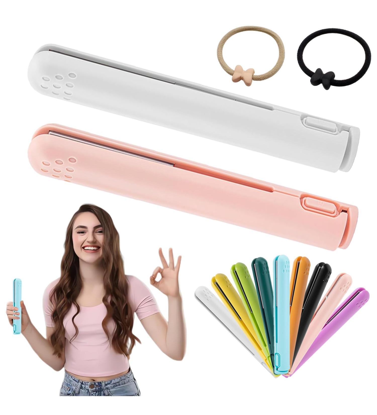 Mini Dual-purpose Curling Iron Upgrade 2-in-1 USB Hair Straightener Curling Iron Ceramic Mini Hair Curler Travel Curling Iron USB Rechargeable Curling Wand (2pcs-A) - Buy Online on GoSupps.com