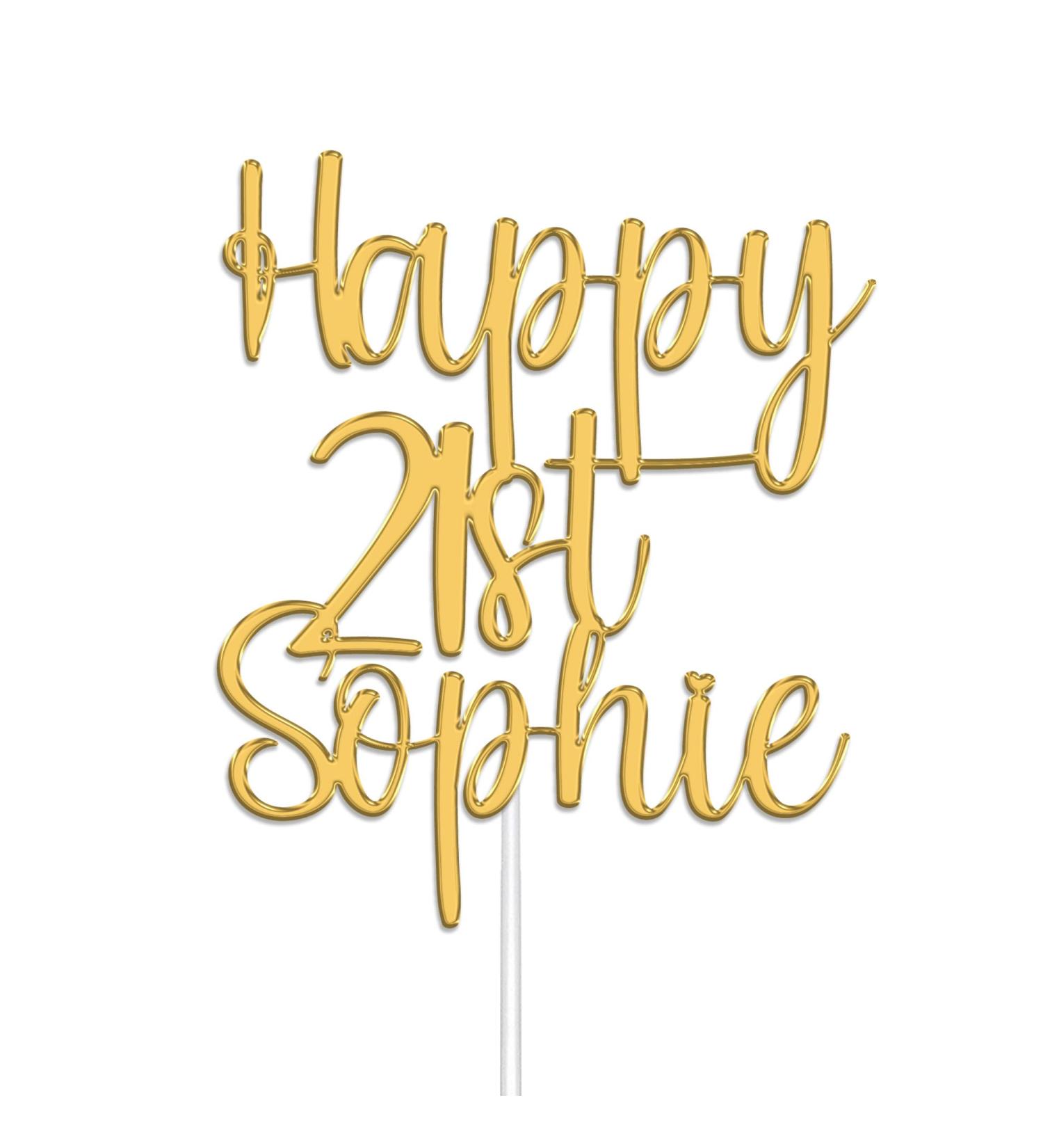 Personalised Acrylic Birthday Cake Topper by KreateSquare - Customised With Any Name Any Age Custom Colour Birthday Cake Decoration (Gold) - Buy Online on GoSupps.com