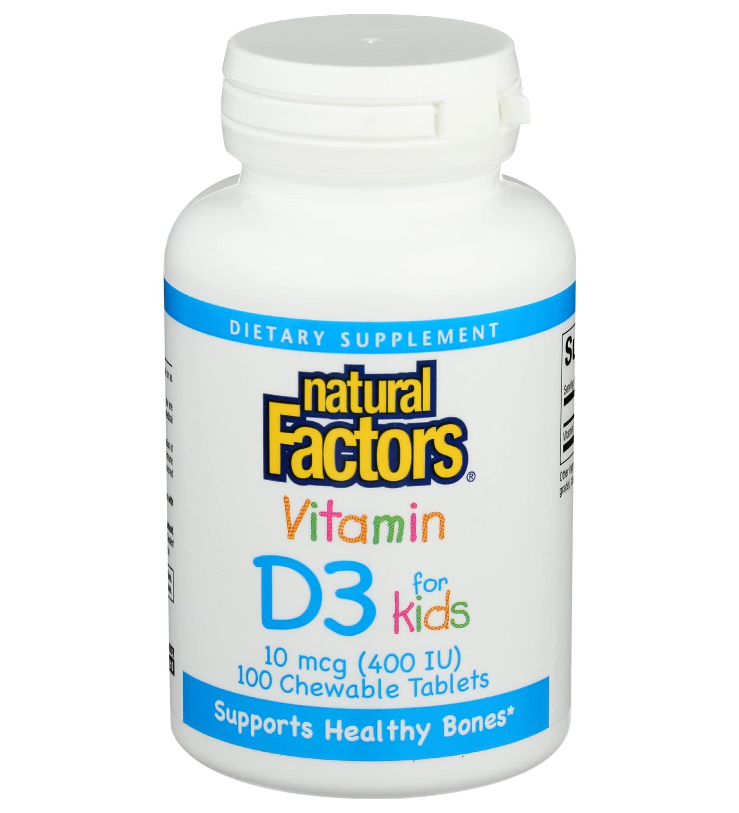 Natural Factors Vitamin D3 400 IU Chewable Tablets - Strawberry Flavor, 100 Count - Buy Online on GoSupps.com