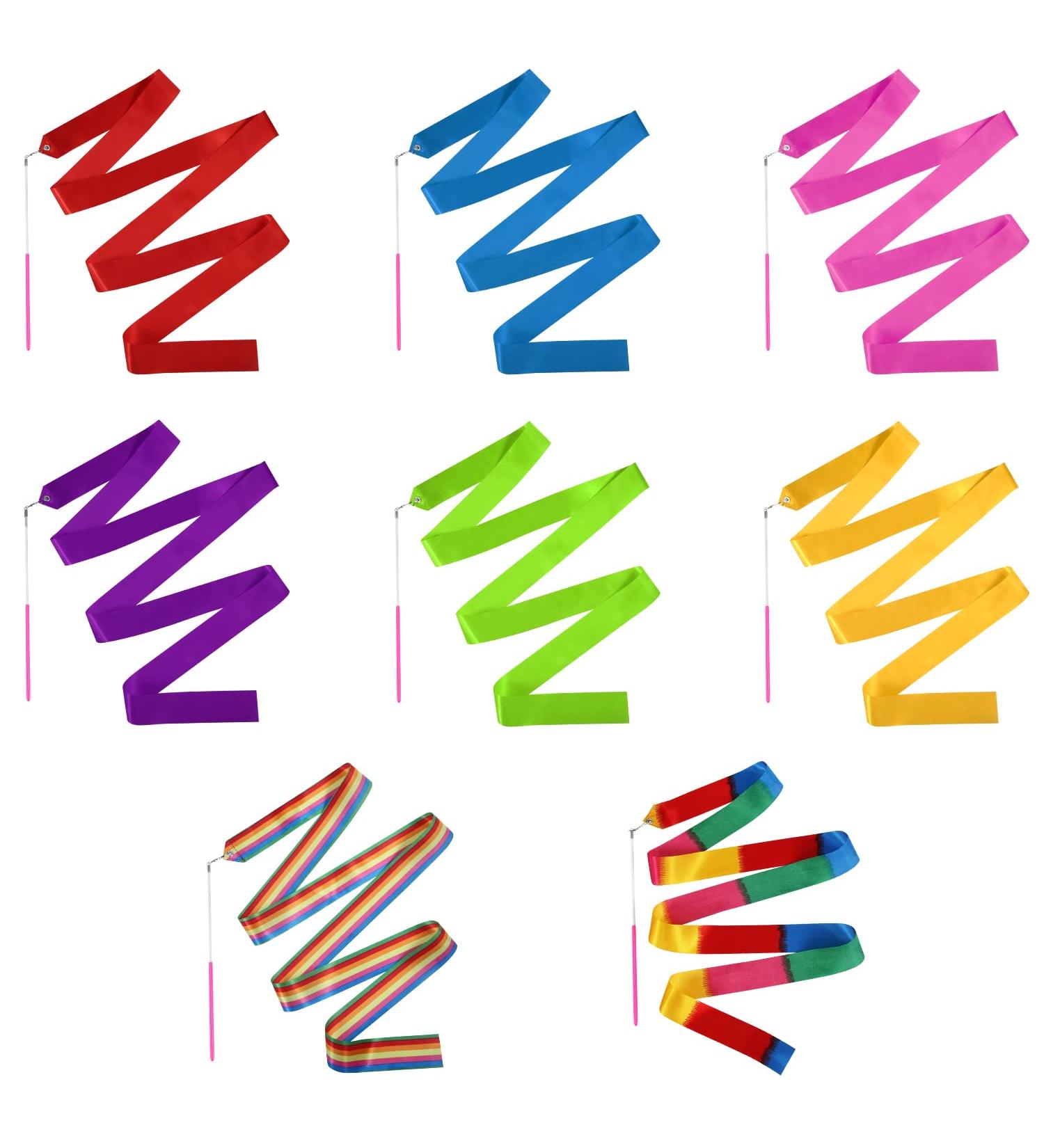 Dance Ribbon Set - 8pcs 78.7 Inch Gymnastics Streamers for Kids and Adults - Twirling Ribbons for Dancing Training and Birthday Parties (Various Styles) - Buy Online on GoSupps.com