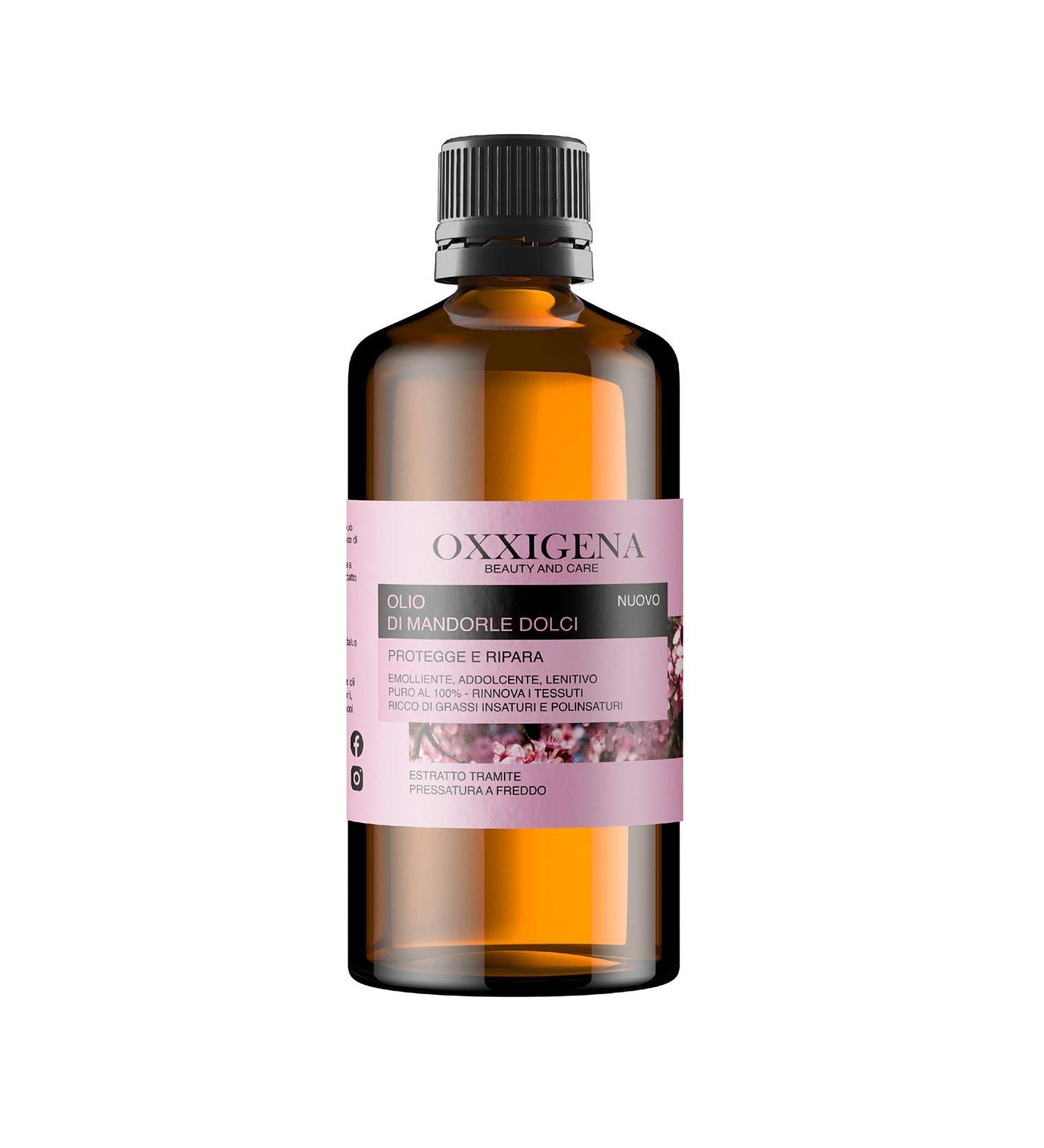 Oxxigena - 100% Pure Natural Sweet Almond Oil 1 L Pack Cold Extract Ideal for Body Massage as a Moisturizer and Make-up Remover for Dry Skin and for Kinky Hair - Buy Online on GoSupps.com