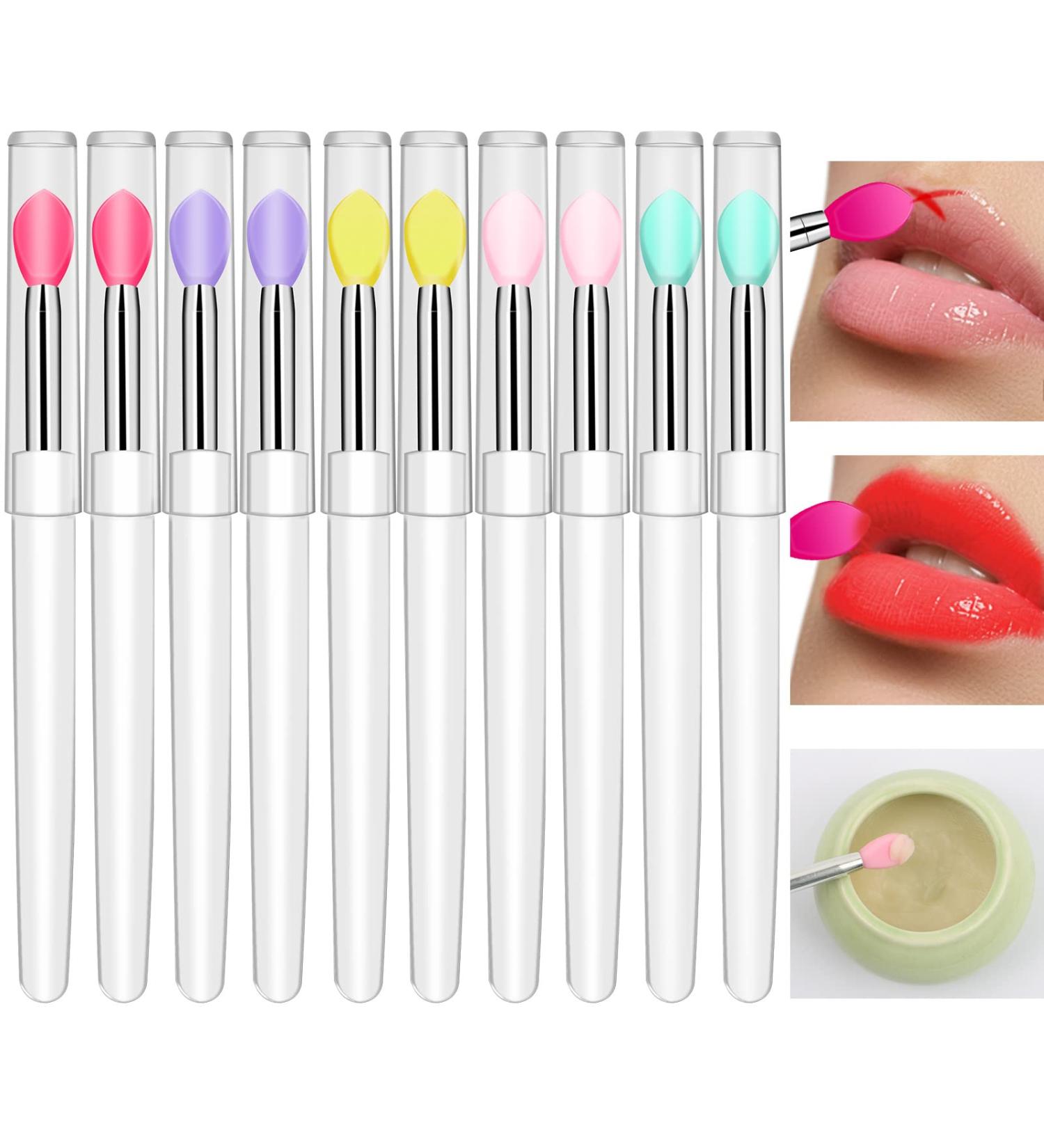 Jasilon Lip Brush Set - 10 PCS Reusable Silicone Makeup Brushes with Dustproof Cover for Lip Gloss, Eyeshadow, Lip Cream - Beauty Tool Kit - Buy Online on GoSupps.com