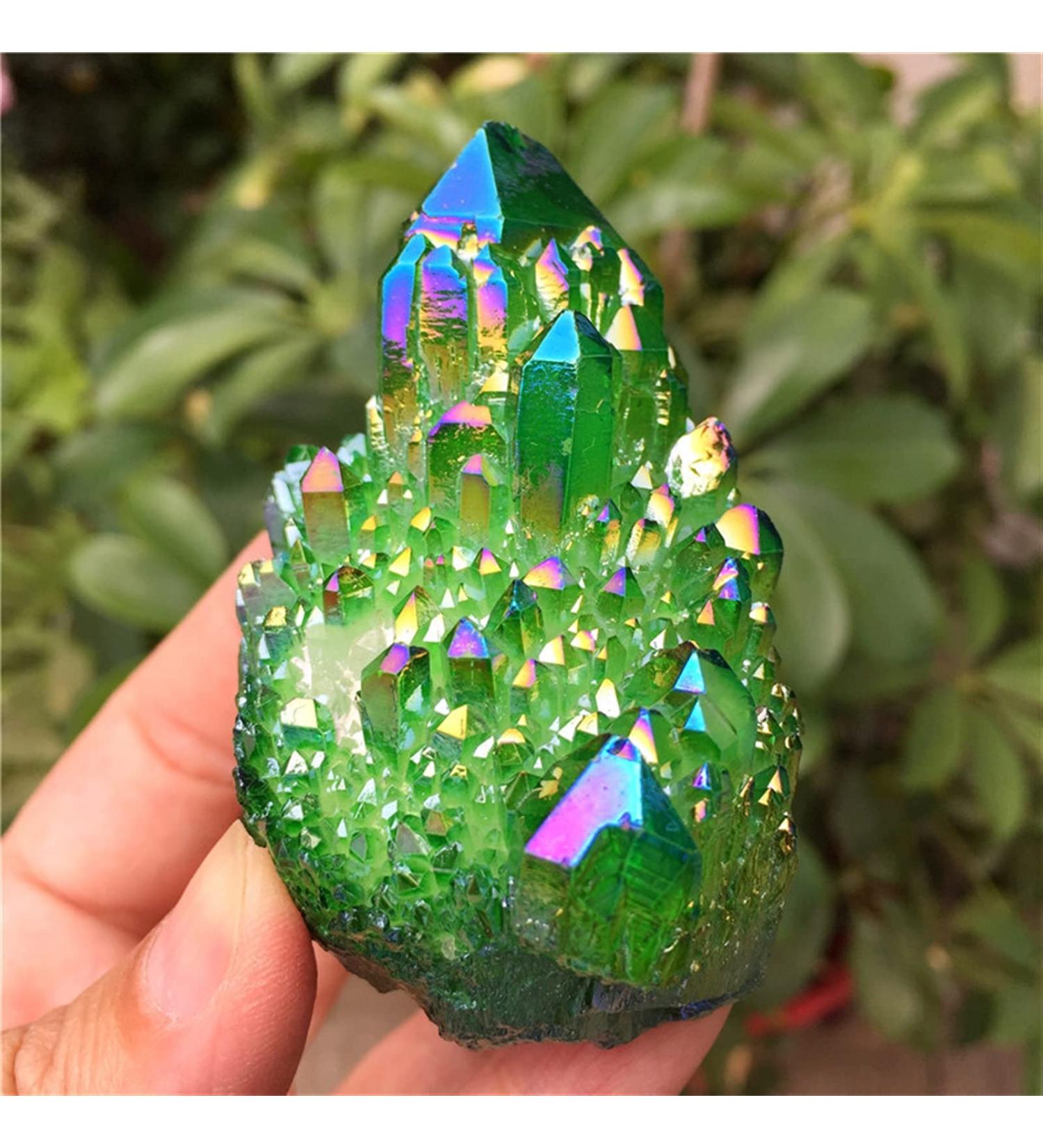 Natural Crystal Rough Green Aura Crystal Cluster Angel Aura Titanium Quartz Crystal Stunning Rainbow Specimen Minerals Reiki (Size : 180-200g) - Buy Online on GoSupps.com
