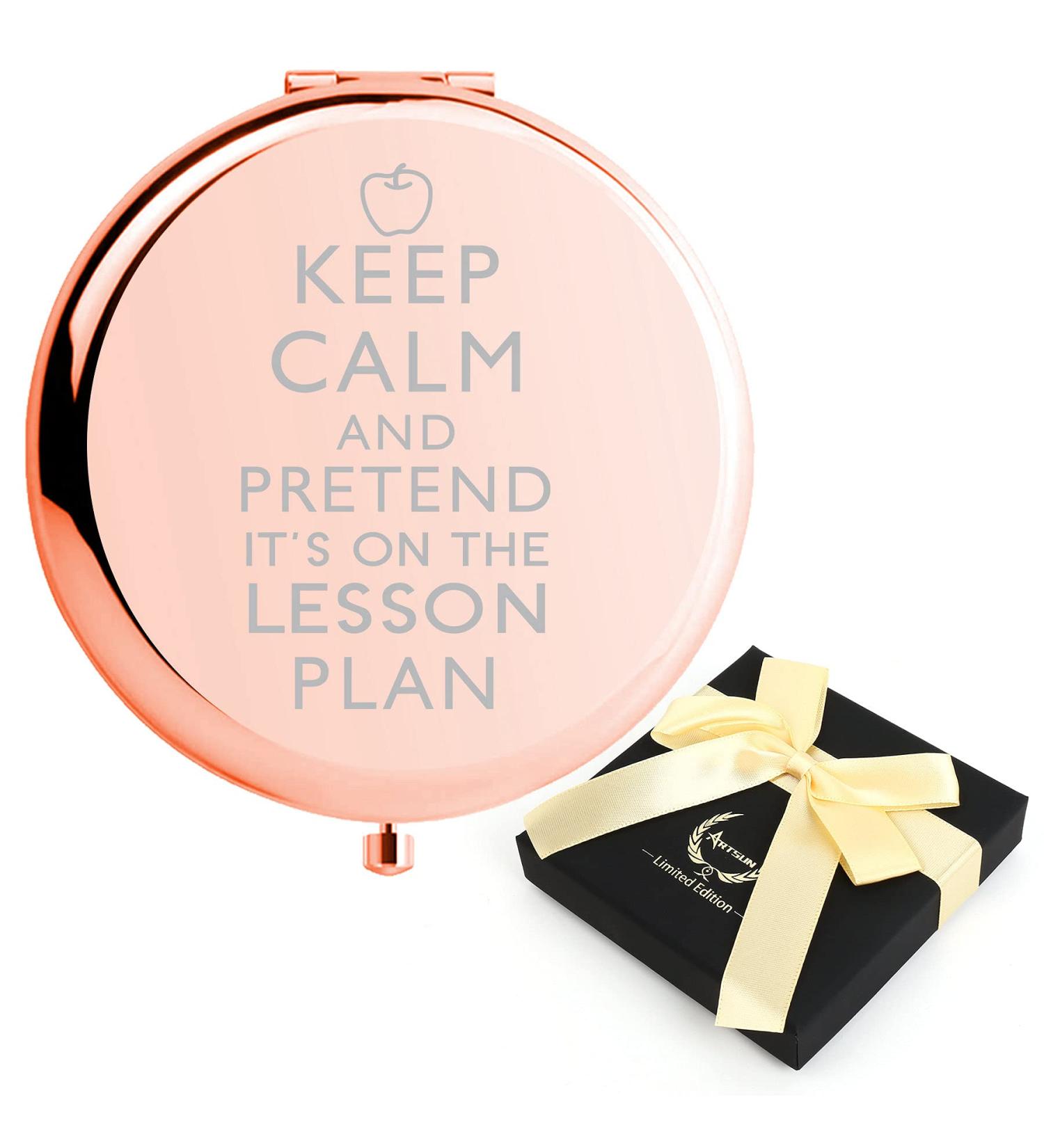ILIKAKA Teacher Gifts for Women - Unique Kindergarten & Daycare Teacher Birthday Gift with Keep Calm Makeup Mirror - Buy Online on GoSupps.com