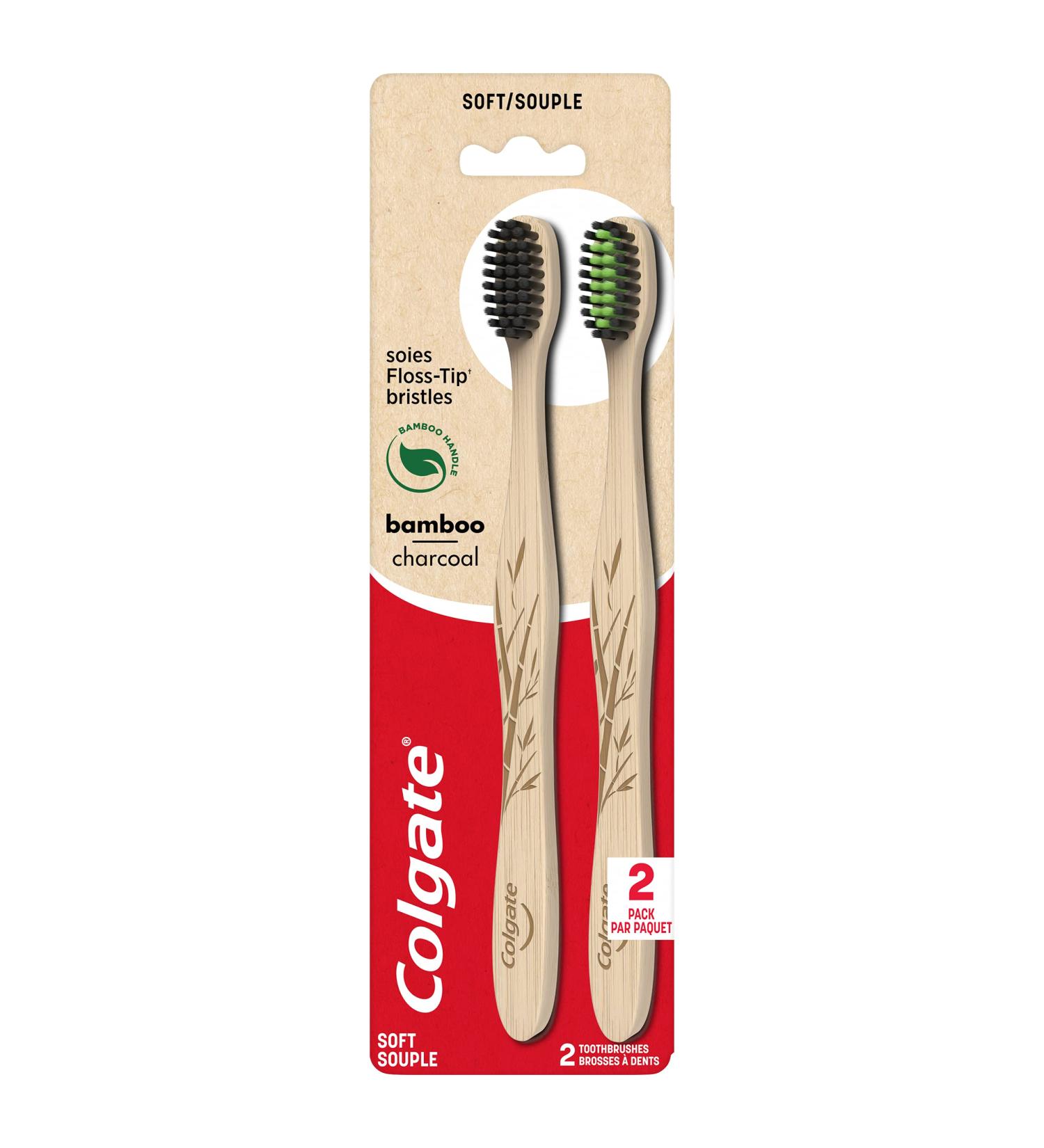 Colgate Bamboo Charcoal Toothbrush BPA Free Soft Bristles 2 Count - Buy Online on GoSupps.com