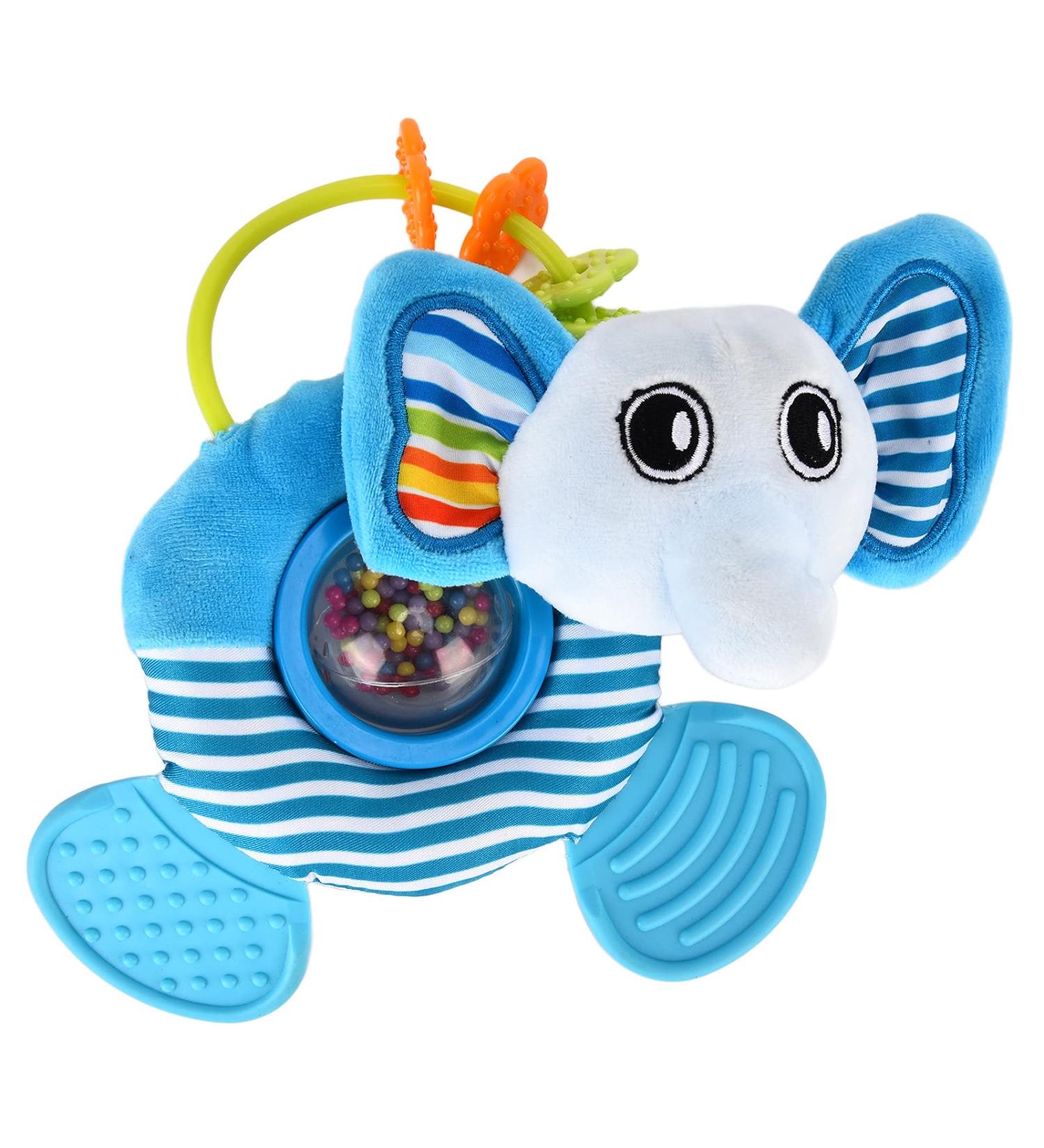 Blue Elephant Baby Rattle Toy & Teether - Portable Chewable Gift for Baby Showers | International Shipping - Buy Online on GoSupps.com