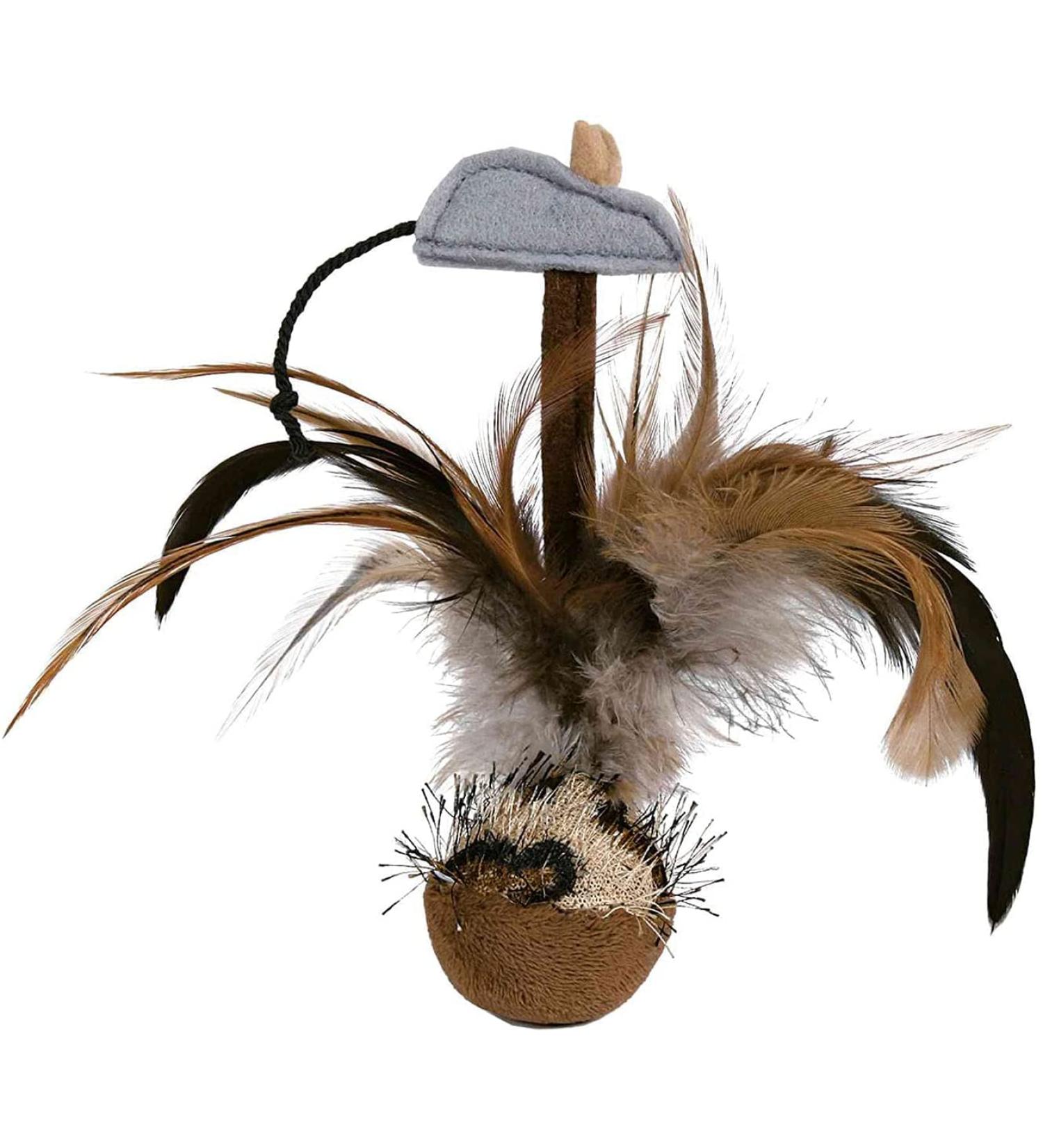 Trixie 45730 Stand-up shuttlecock with mouse plush 15 cm