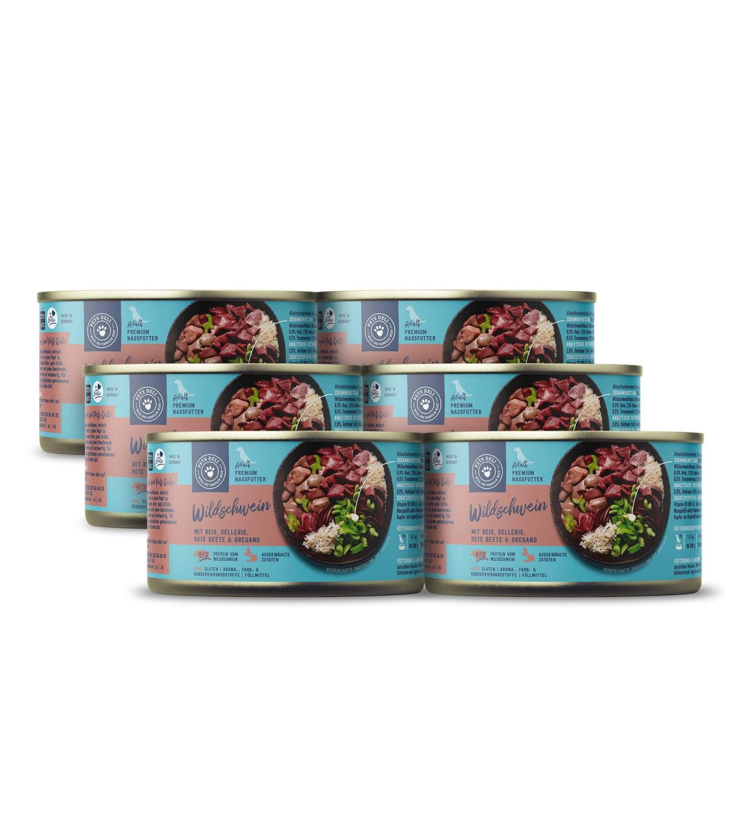 Pets Deli Wild Boar Wet Dog Food 6x200g - Gluten & Sugar-Free with Rice Celery Beetroot & Oregano | Premium Quality - Buy Online on GoSupps.com