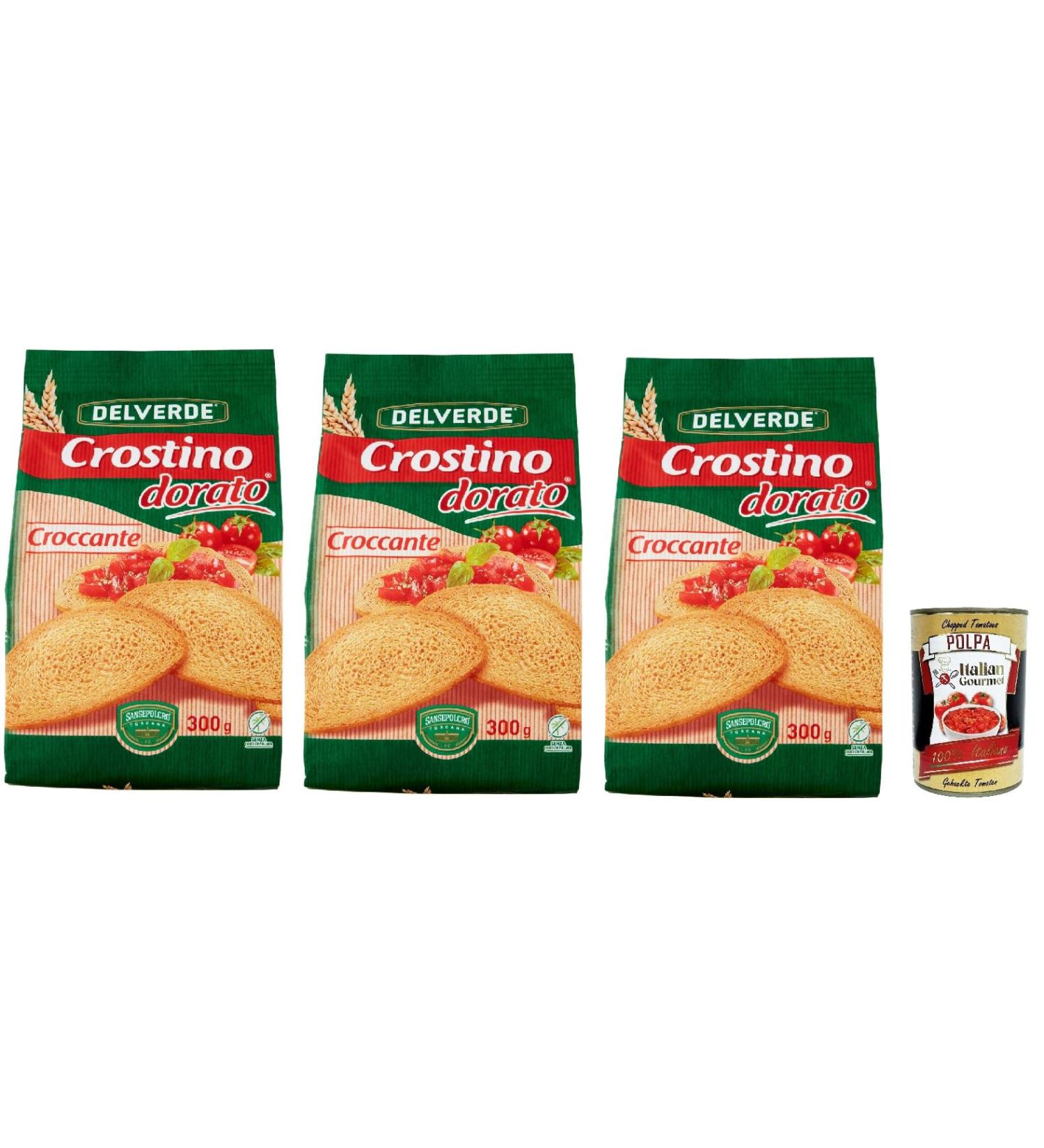 Delverde Crostino Dorato Crispy Crispy Snack Crispy Dor 3 x 300 g + Italian Gourmet Pulp 400 g - Buy Online on GoSupps.com