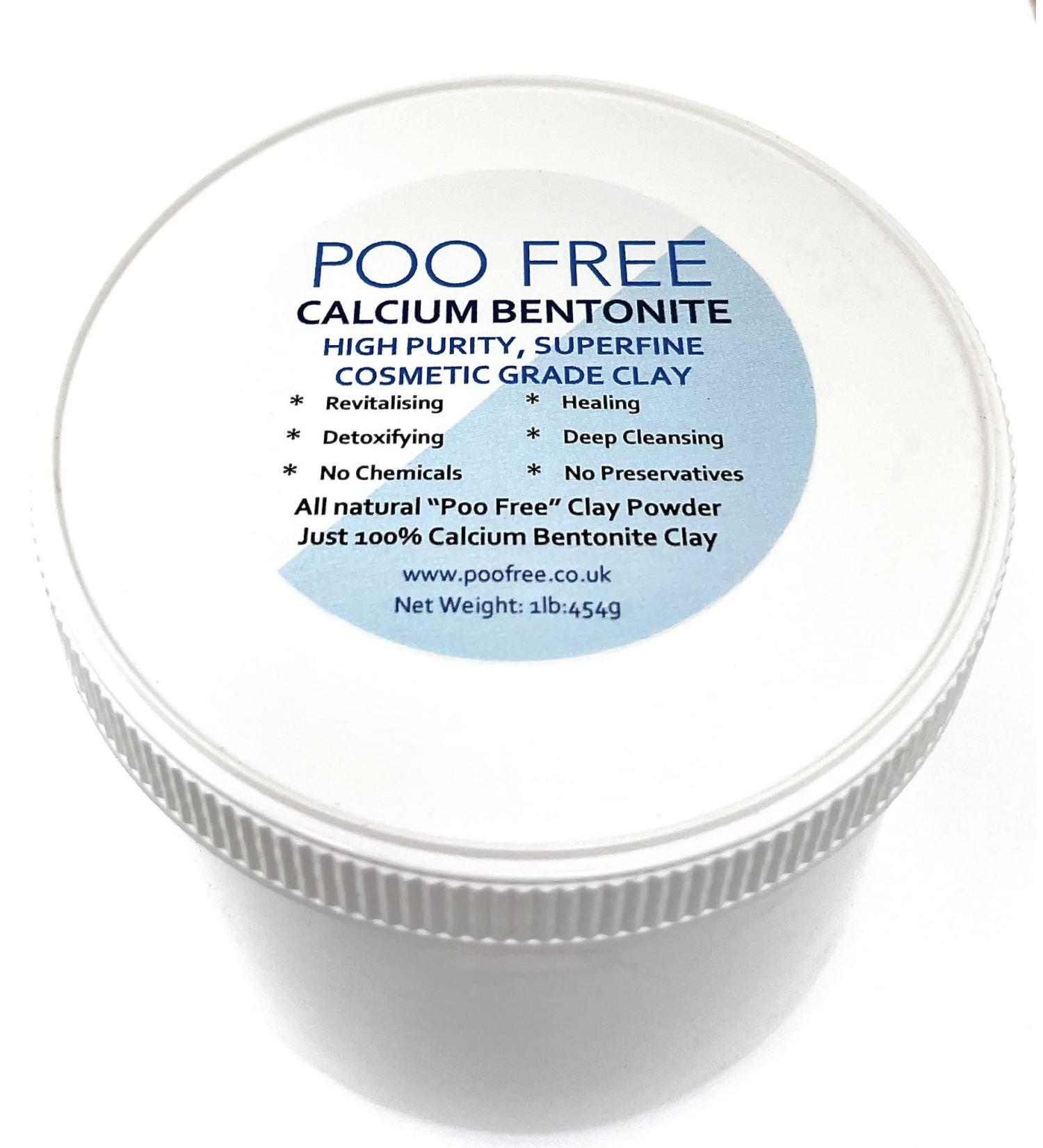 Buy 100% Natural Calcium Bentonite Clay - Cosmetics Quality 454g - POO Free Face Cleaner Blackhead Remover & Pore Minimizer - Super Fine High Purity pH 6 - Buy Online on GoSupps.com