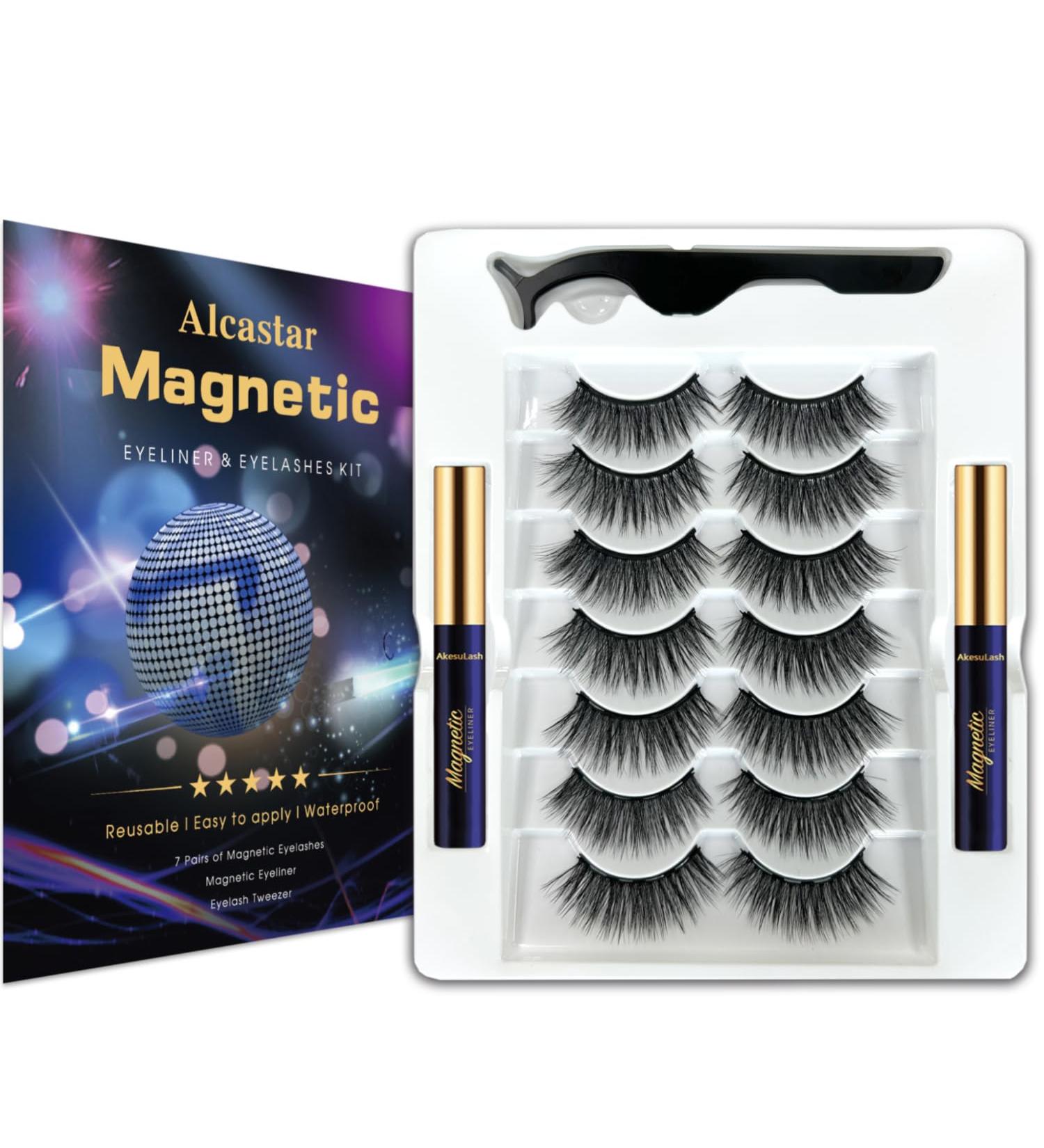 Alcastar Magnetic Eyelashes & Eyeliner Kit - 7 Pairs Natural Waterproof Easy to Use - Buy Online on GoSupps.com