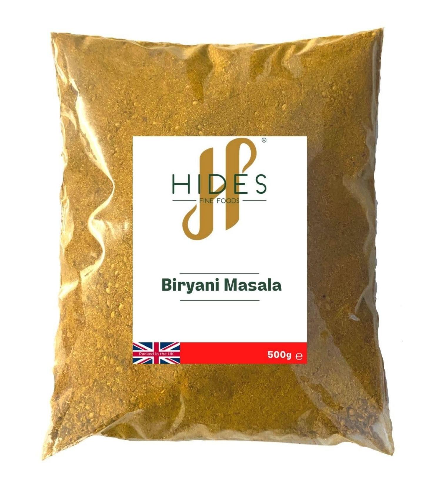 Hides Fine Foods Biryani Masala Powder 500g - GMO-Free & Vegetarian - Authentic Indian Curry Spice for South Asian Cuisine - Perfect for Takeout & Homemade 'Fakeaway - Buy Online on GoSupps.com