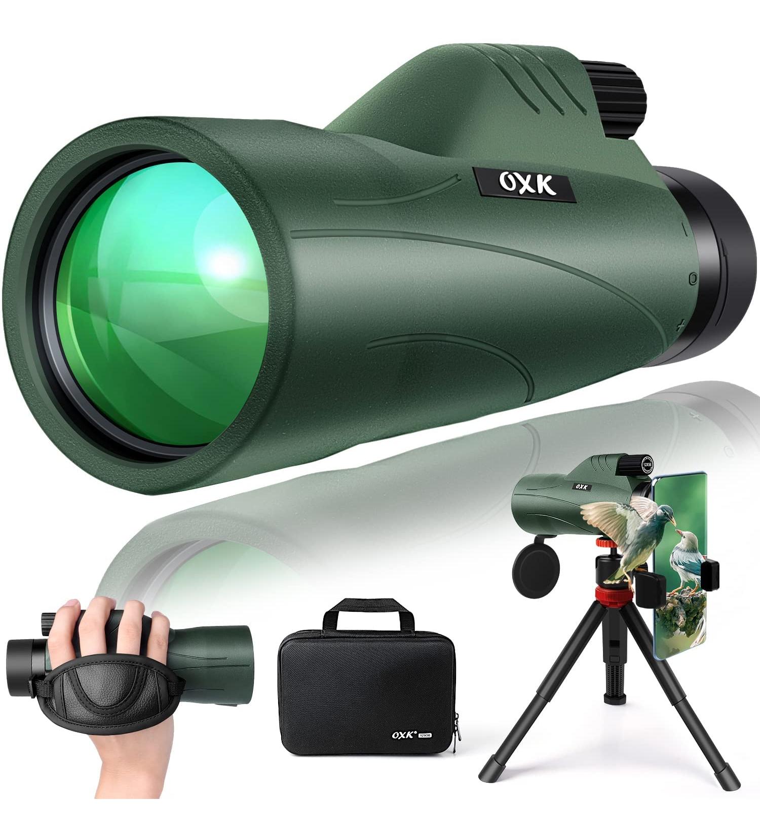 12x56 High Power Monocular Telescope with Smartphone Adapter, Tripod & Travel Bag - Ideal for Bird Watching, Hunting, Hiking, Camping - BAK4 Prism & FMC Lens - Larger Vision for Adults & Kids (Green) - Buy Online on GoSupps.com