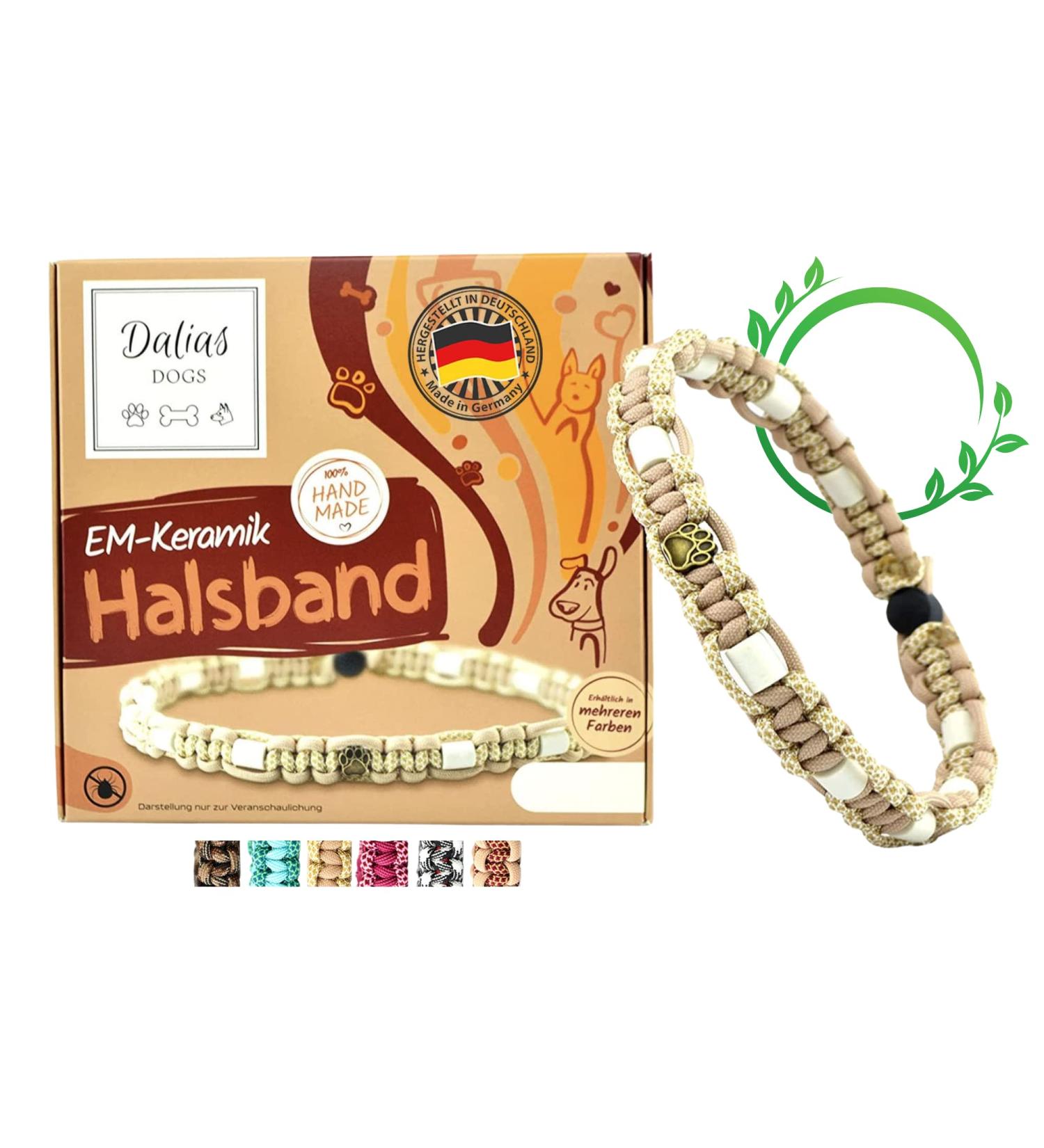 Custom EM Ceramic Collar for Dogs & Cats - Made to Measure with US Paracord (31-40 cm Beige) - Durable & Stylish - Buy Online on GoSupps.com