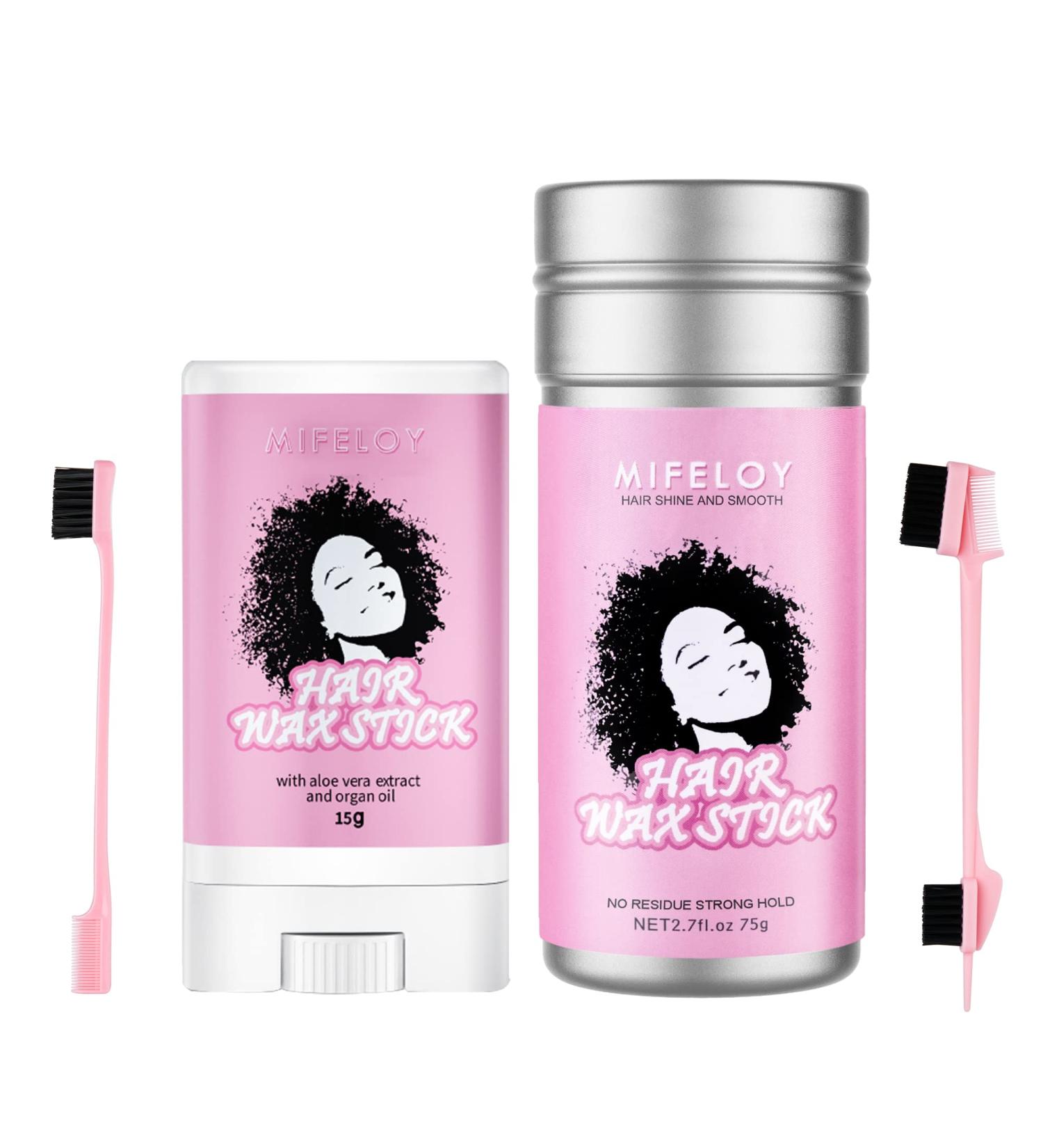 75g Women Hair Wax Stick 15g Pomade Tamer Stick for Smoothing Flyaways Taming Frizz Baby Hair Slick Back Hair Glue Bed Head Styling Cream Gel for Wig 5 In 1 Brush Edges Control Brush Comb - Black - Buy Online on GoSupps.com