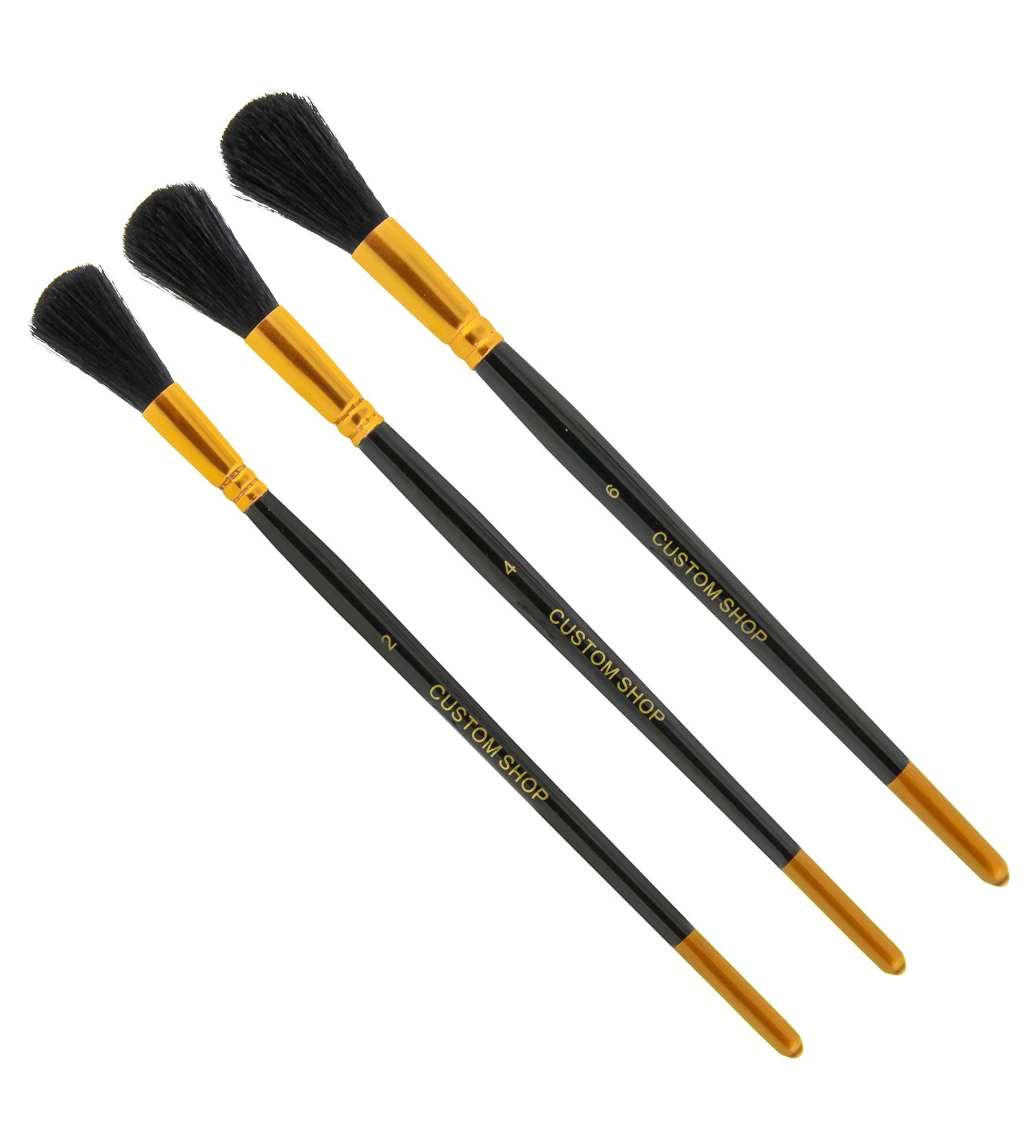 Custom Shop Gilders Mop Dusting Brush Set - Professional Grade Black Goat Hair Brushes - Set of 3 Sizes 2, 4 & 6 - Wooden Handles for Dusting Gold Leaf Guilding & Sign Lettering - Buy Online on GoSupps.com