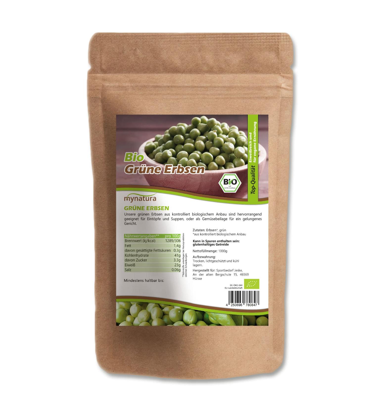 Jeske Sports Supplies Mynatura Green organic peas vegetables green peas vegan food eating peas garden peas vegetable snack side dish in bag 3000 g - Buy Online on GoSupps.com