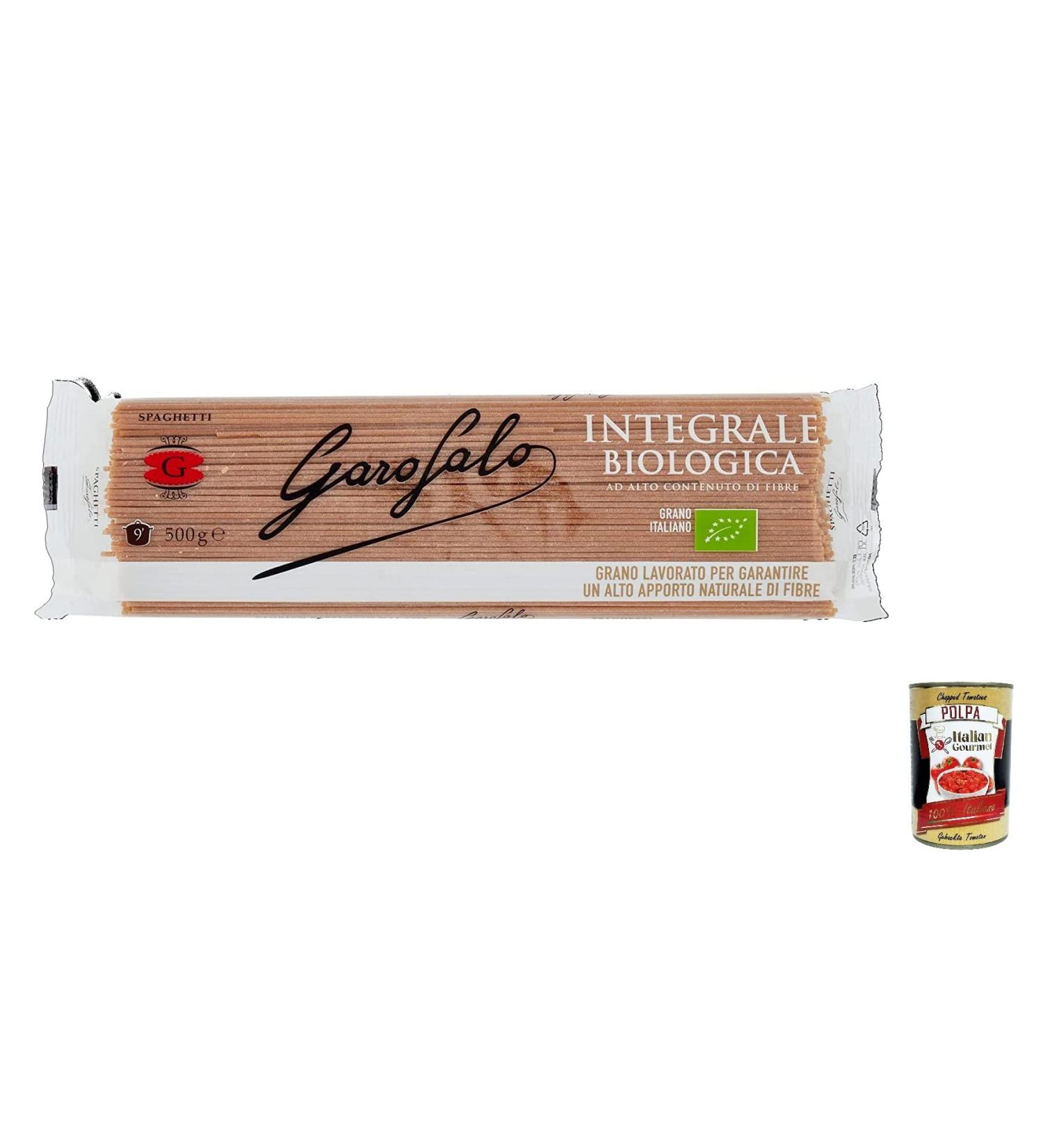  Italian Gourmet E.R. Garofalo Pasta Integrale Pack of 10 Organic Durum Wheat Whole Grain Spaghetti 500g + Gourmet Italian Polpa 400g - Buy Online on GoSupps.com