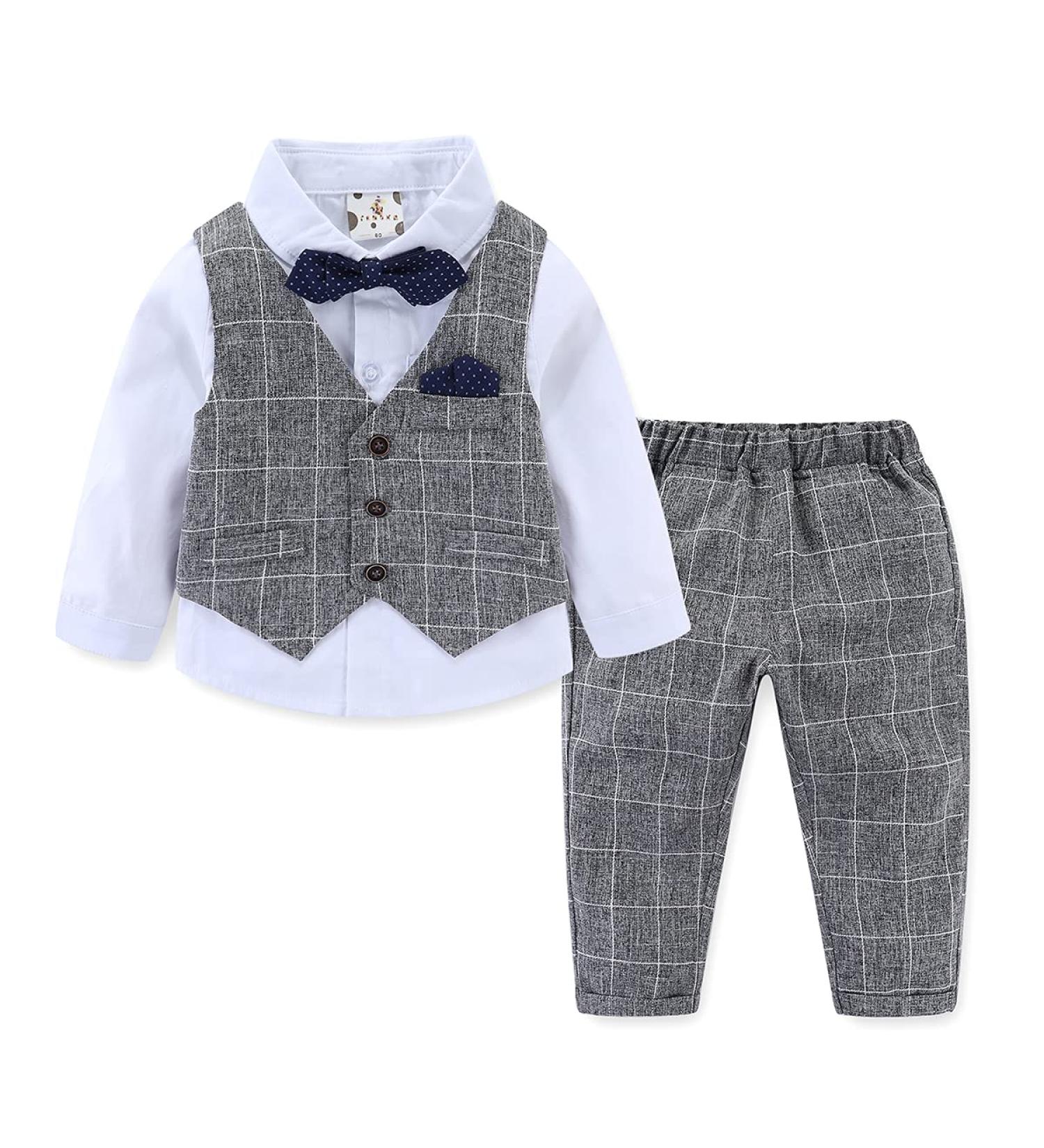 Famuka Baby Boys Gentleman Suits Tuxedo Set in Grey - Size 110 - Buy Online on GoSupps.com
