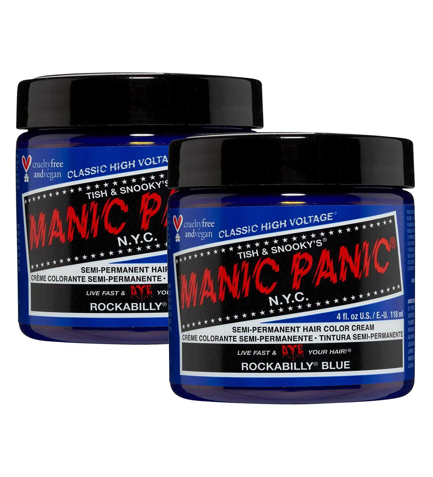 Manic Panic Rockabilly Blue Hair Dye - 2 x 118ml Classic Creme Vegan & Cruelty-Free Semi-Permanent Color - Buy Online on GoSupps.com