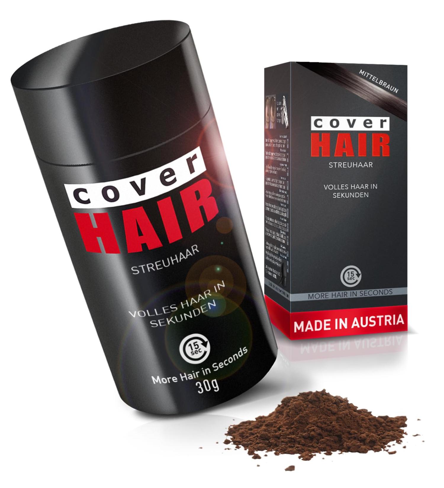 COVER HAIR - Premium Hair 30 g | Pouring Hair for Thickening and Roots Layering | Authentic Look for Men and Women | 100% Natural Medium Brown 30 g - Buy Online on GoSupps.com