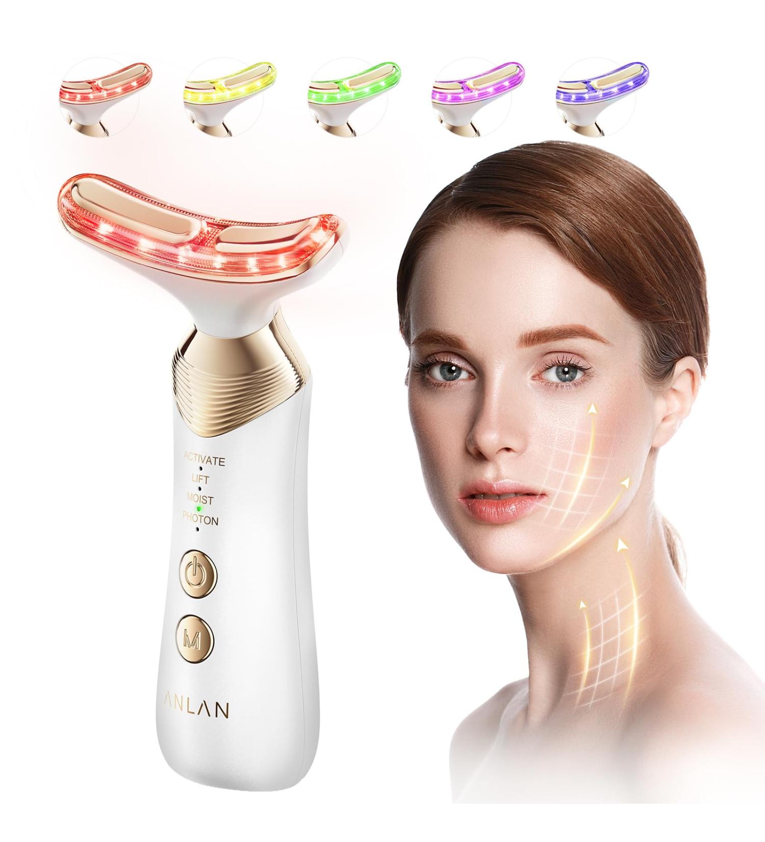 ANLAN 24K Gold Anti-Wrinkle Face Lifting Massage Red and Blue Light Beauty Skin Care Sensitive Skin - Buy Online on GoSupps.com