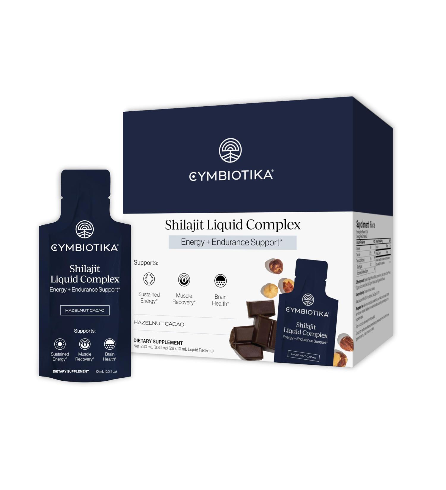 Cymbiotika Shilajit Liquid Complex 85+ Trace Minerals for Energy Focus & Recovery Adaptogen Fulvic & Humic Acid Cacao Honey Hazelnut Butter & Sea Salt 26 Daily Packets - Buy Online on GoSupps.com