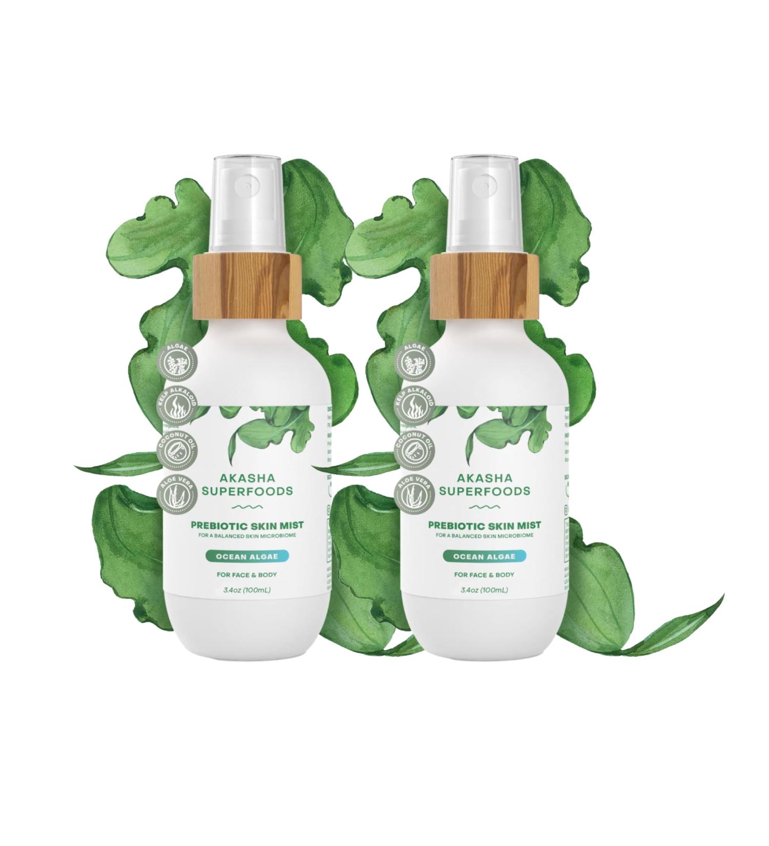 Akasha Prebiotic Skin Mist - 3.4oz I Organic Facial Mist with Sea Kelp Extract, Face Spray for Naturally Restoring The Skins Microbiome, Helps Acne, Psoriasis & Sunburn*, Anti Aging Skin Care (2) - Buy Online on GoSupps.com
