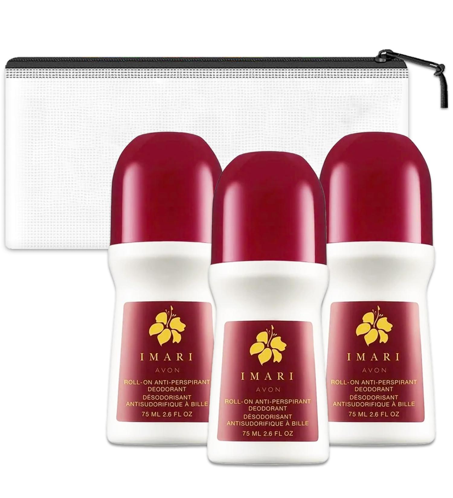 Avon Imari Roll-On Deodorant for Women - Travel Pack (3 Pack) | Anti-Perspirant 2.6 Oz Bundle with Bag | Perfect Travel Size Deodorant - Buy Online on GoSupps.com