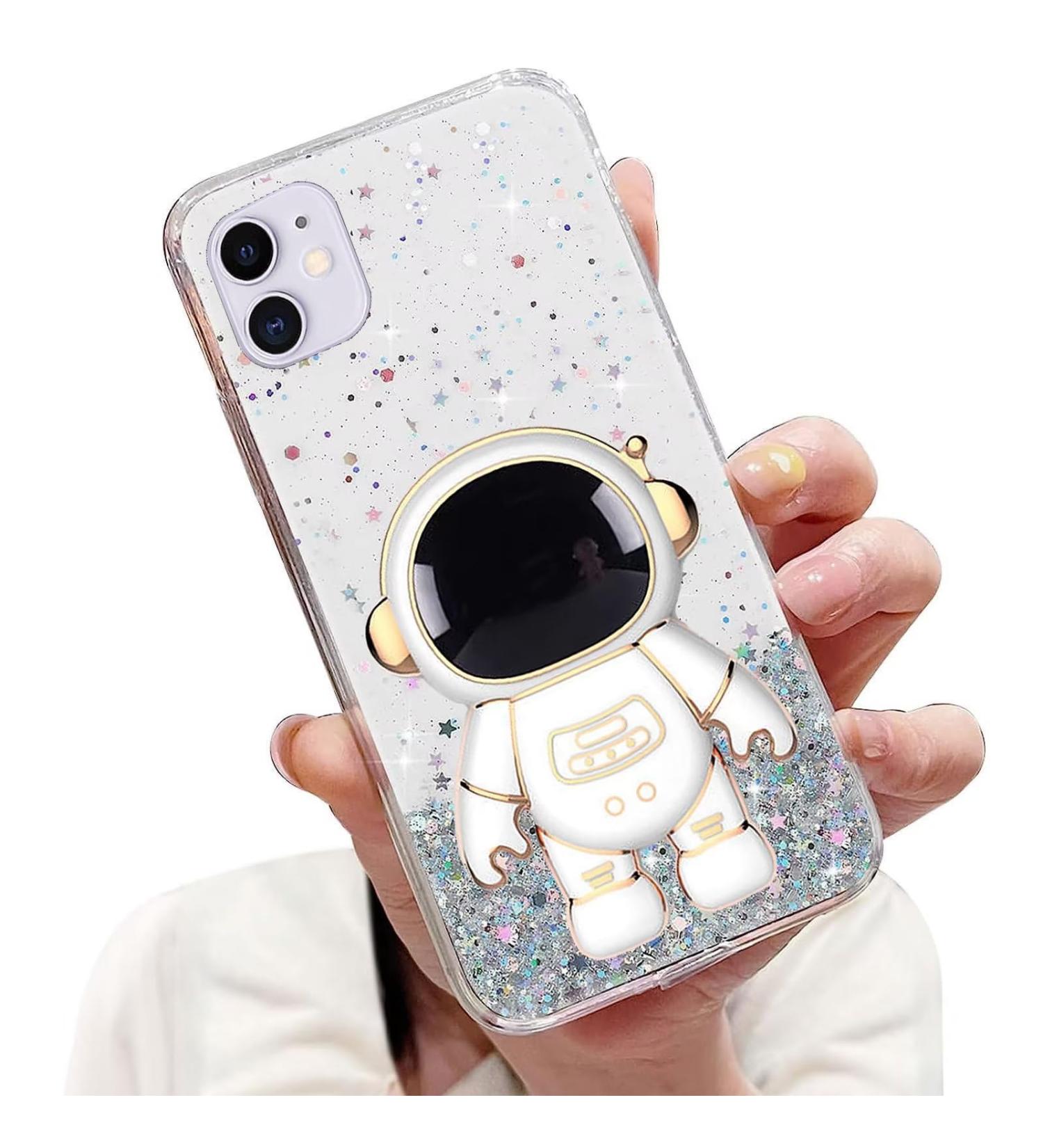 Tivenfezk Nadoli for iPhone 12 Mini | Astronaut Hidden Stand Shell | Glitter Soft Silicone Bling Transparent Protective Cover - Buy Online on GoSupps.com