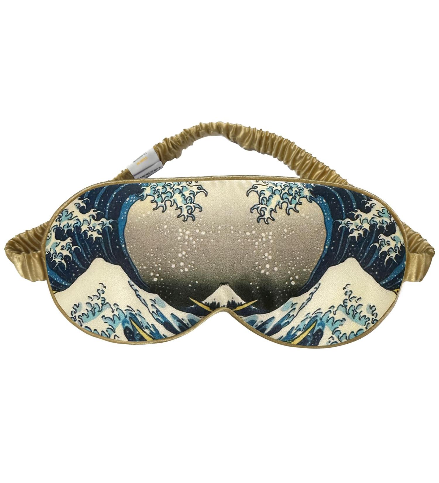 Silk Sleep Mask for Women/Men/Girls | 19 Momme 100% Pure Mulberry Silk | Blackout Blindfold for Night Travel Nap Meditation | Anti-Allergy | Elastic Strap | Great Wave Design - Buy Online on GoSupps.com