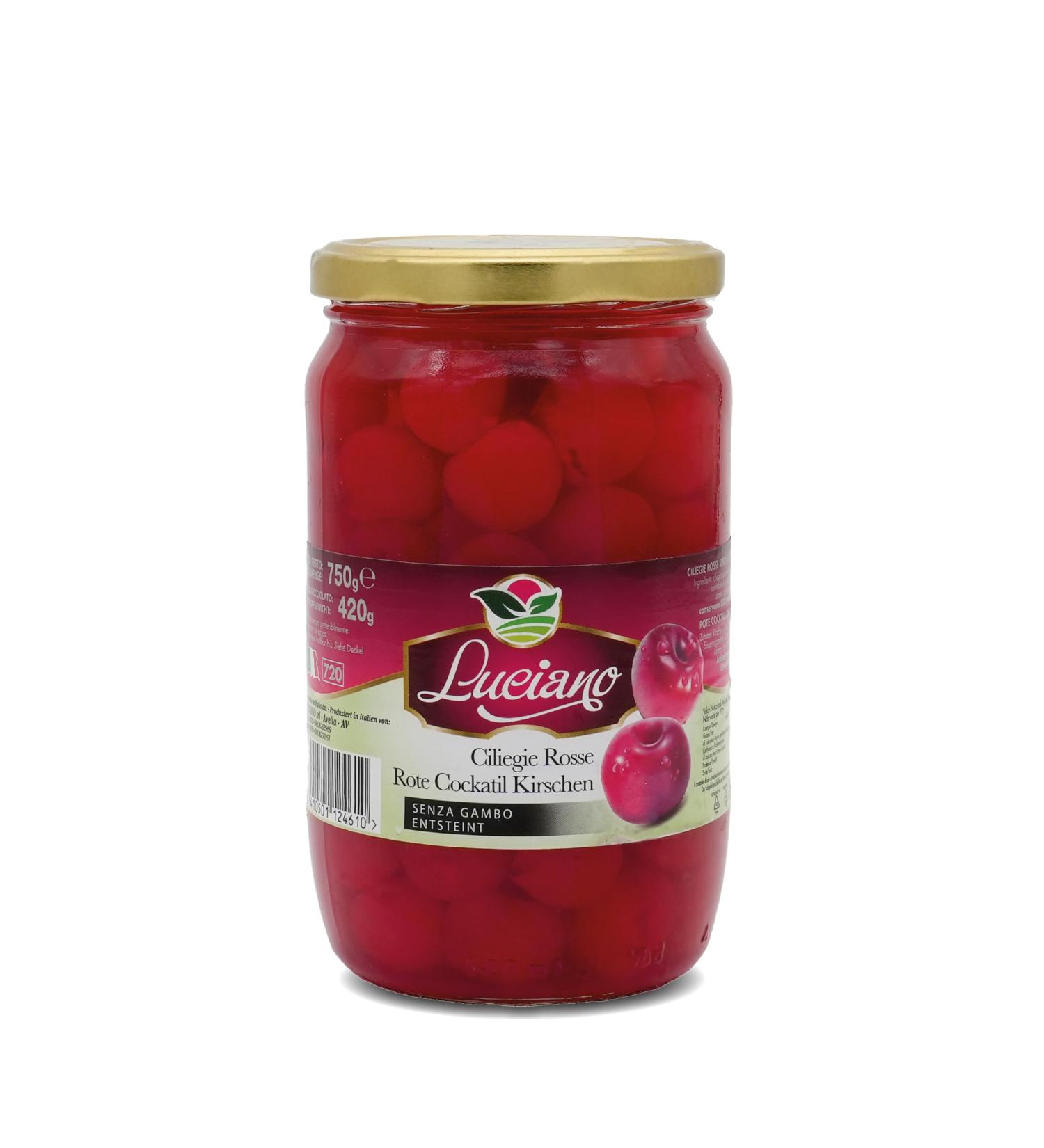 Luciano Maraschino Cocktail Cherries 420g - Sour Cherry Without Core in Syrup | Premium Cocktail Garnish - Buy Online on GoSupps.com