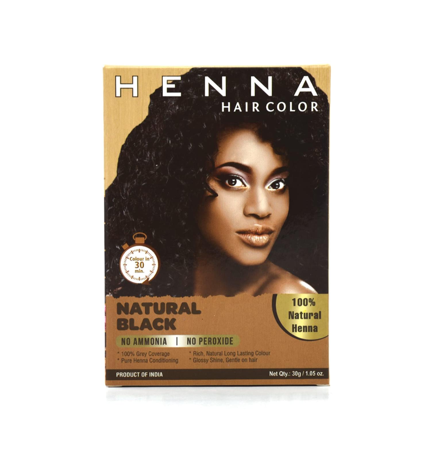Henna Hair Color 30 Minute Enriched with Herbs Semi Permanent Powder - Natural Black Dye for Men & Women - Buy Online on GoSupps.com