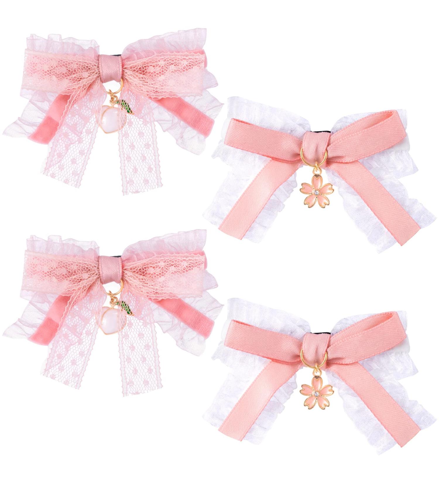 HINZIC 4Pcs Pink Lace Hair Clips - Cute Bow Alligator Clips for Girls - Hair Bow Clip Decoration for Teens & Women - Buy Online on GoSupps.com