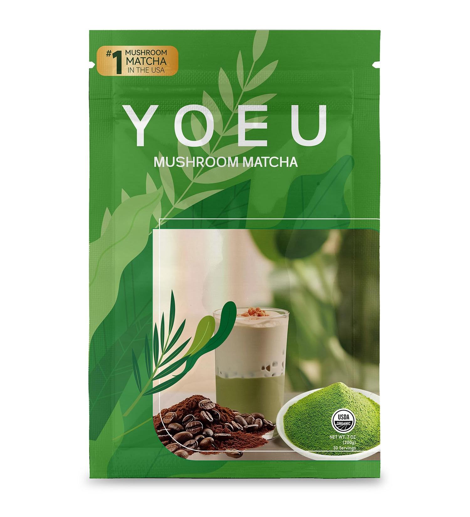 180g/5pack Organic Matcha Mushroom Superfood Powder - Japanese Ceremonial Grade Matcha + 12 Functional Mushrooms for Focus & Immune Boost 6.35 Ounce (Pack of 5)