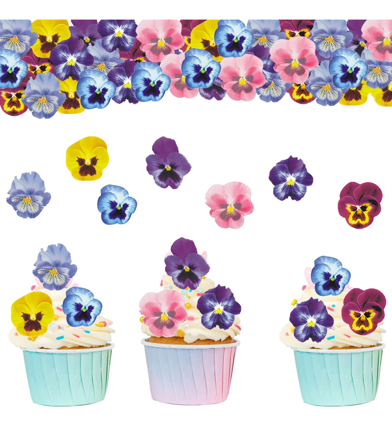 Shop Alegre 60 Edible Flowers for Cakes | Decorative Pansies for Birthdays Weddings & Muffins - Buy Online on GoSupps.com