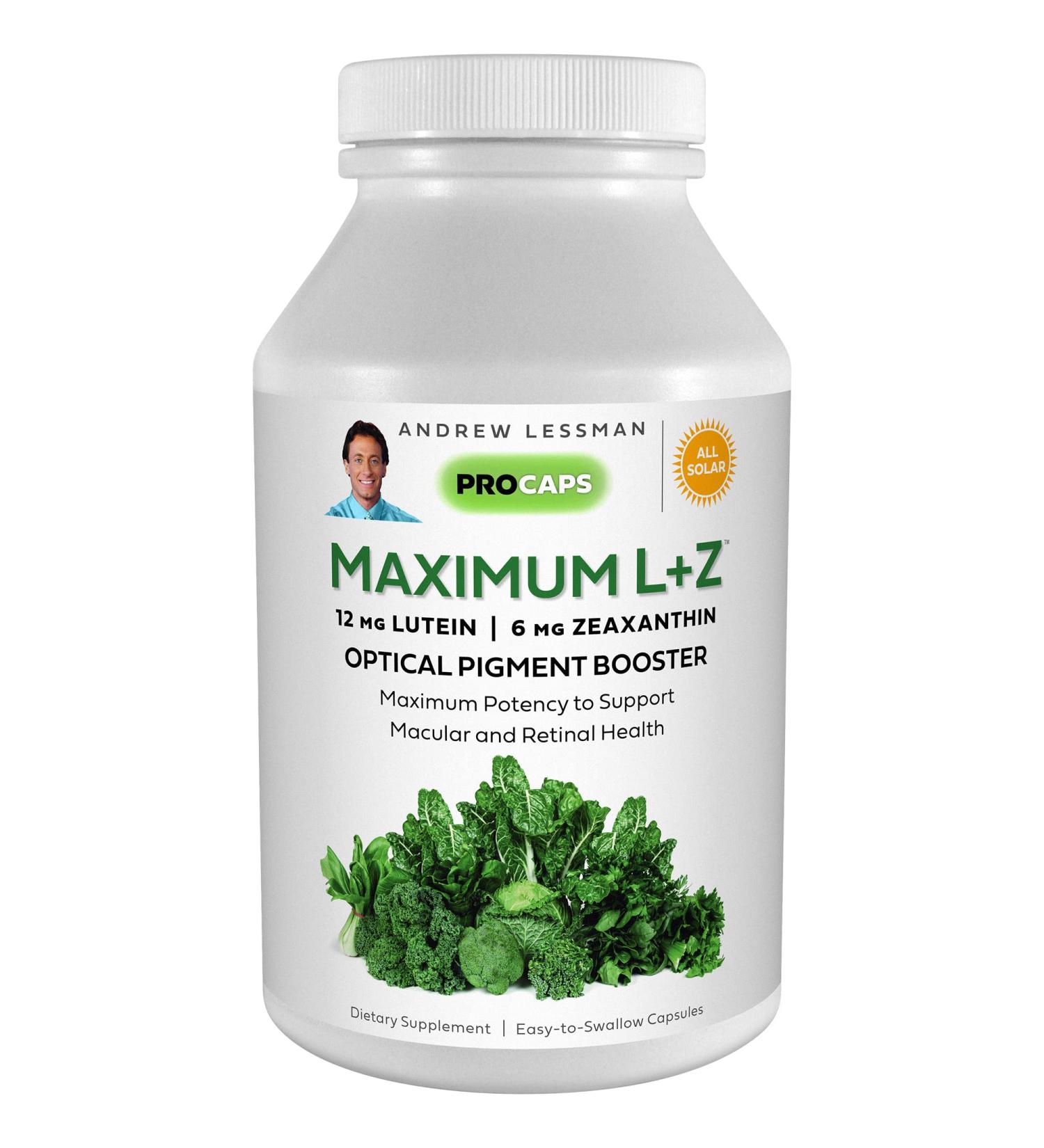 ANDREW LESSMAN Maximum L+Z Softgels - 12mg Lutein 6mg Zeaxanthin - Eye and Brain Health Support - 120 Count Pack - Additive-Free - Buy Online on GoSupps.com
