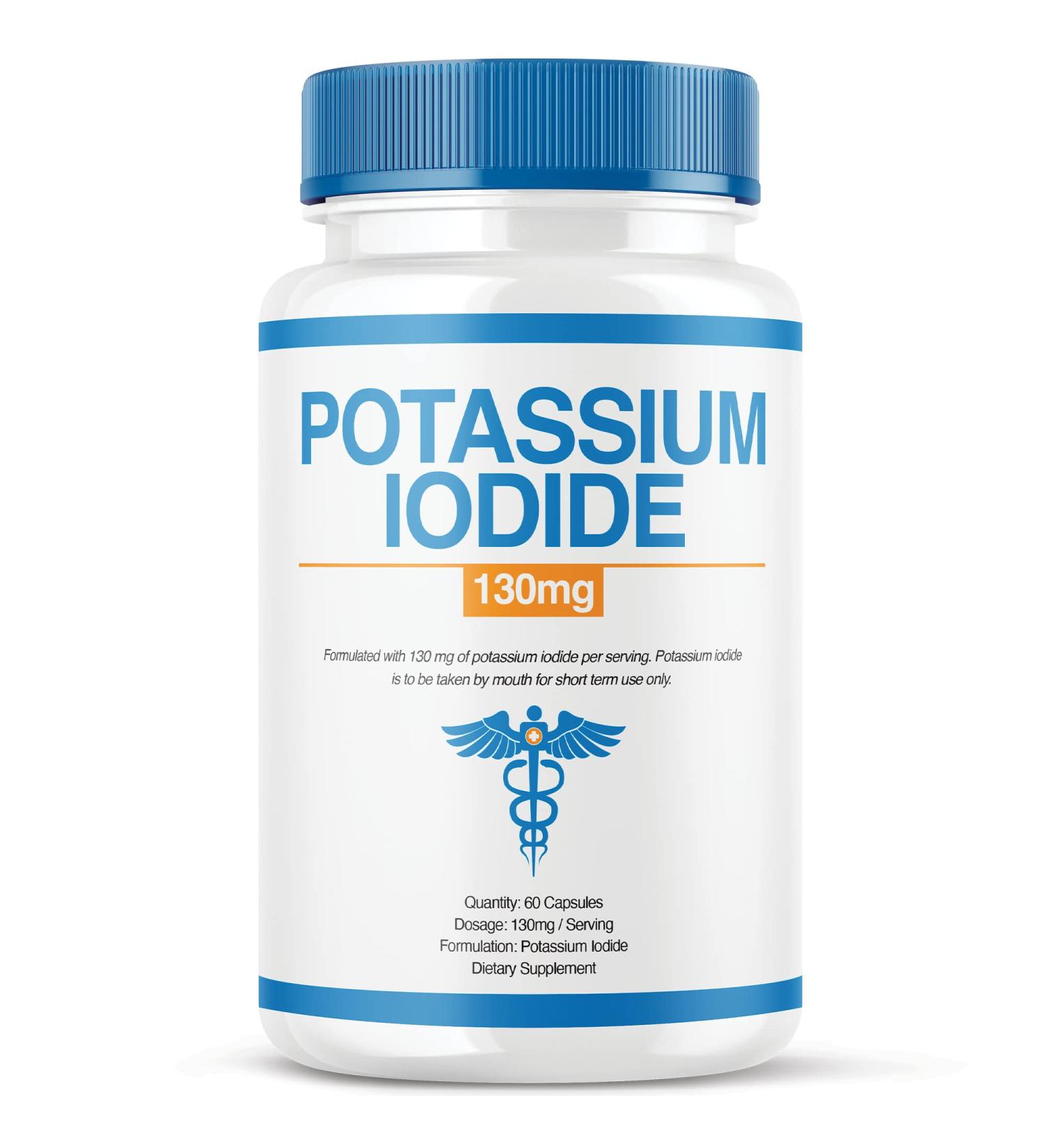 Potassium Iodide Tablets 130mg - Thyroid & Emergency Support Supplement (60 Capsules) - USA Made - Buy Online on GoSupps.com