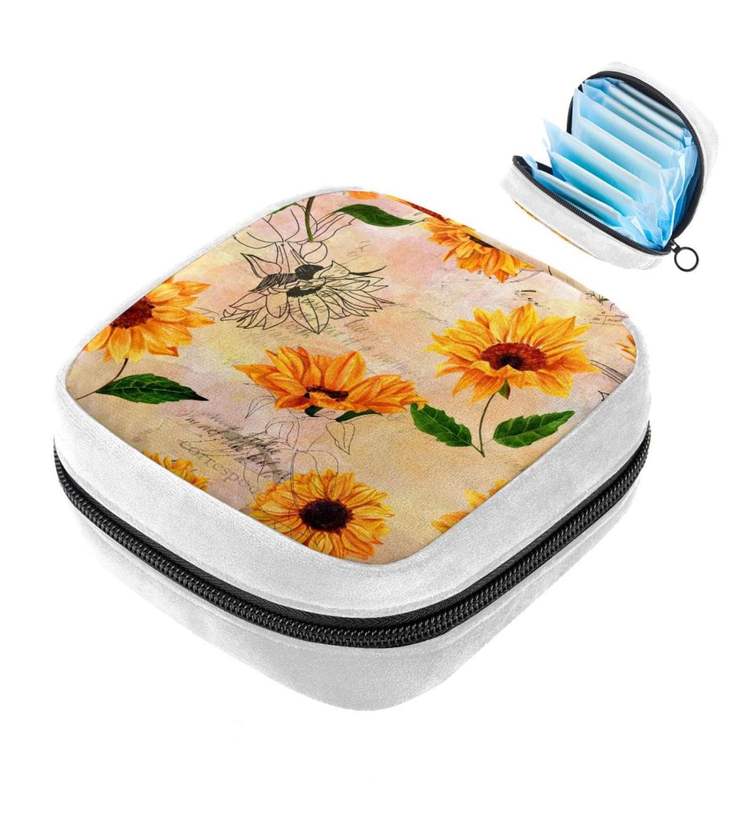 Vintage Sunflowers Sanitary Napkin & Tampon Storage Bag | Period Makeup Pad Pouch Color3786 - Buy Online on GoSupps.com