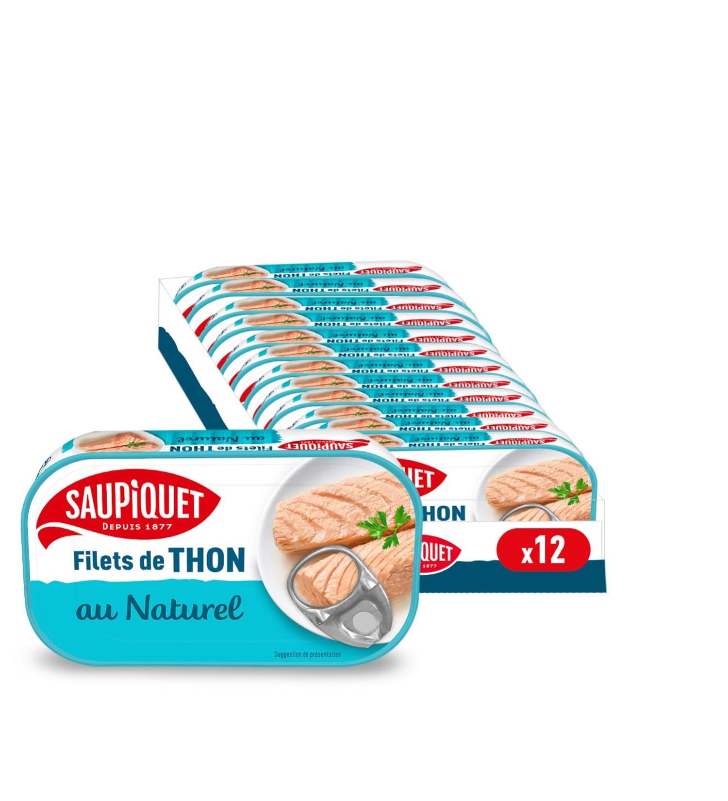 SAUPIQUET - Filets de Thon au Naturel - D coup s la Main - Issus d'une P che Tra abilit Garantie - 12 Conserves (115 g) - Buy Online on GoSupps.com