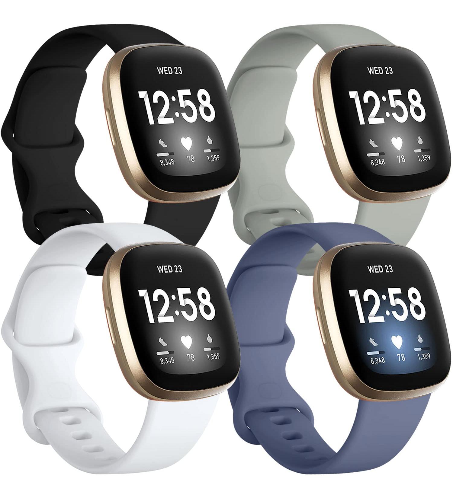 Getino Compatible with Fitbit Sense/ Sense 2 Bands/ Versa 4/ Versa 3 Bands Women Men  Silicone Sport Accessories  Band for Fitbit Sense/ Sense 2/ Versa 4/ Versa 3  Small Black/ Bluegray/ Gray/ White Small 5.8"-7.6" Black/Bluegray/Gray/White - Buy Online on GoSupps.com