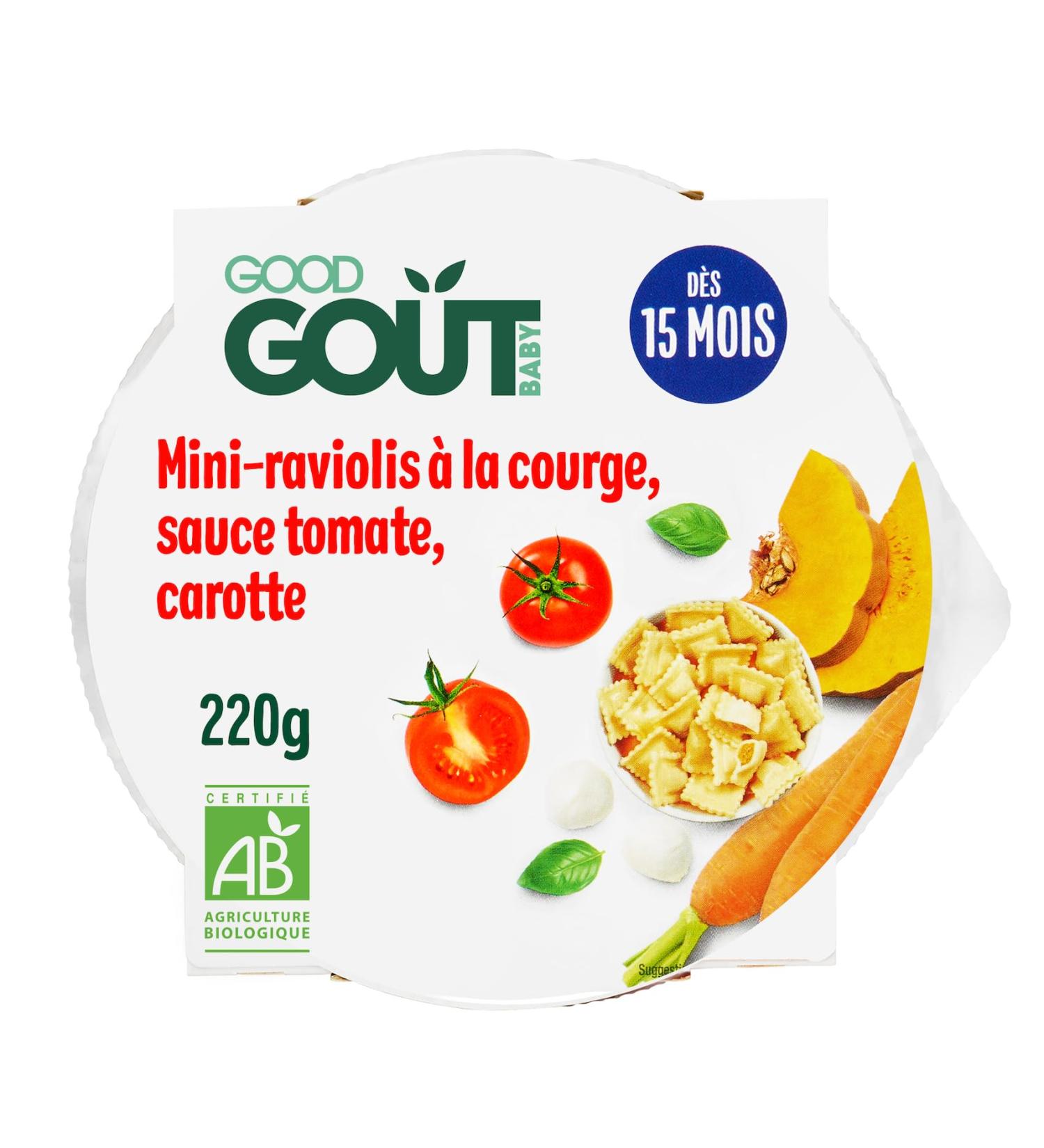 GOOD GOUT - Mini Ravioli With Squash Tomato And Carrot Sauce - Cooking Dish For Baby - From 15 Months - With Pieces - Made I - Buy Online on GoSupps.com