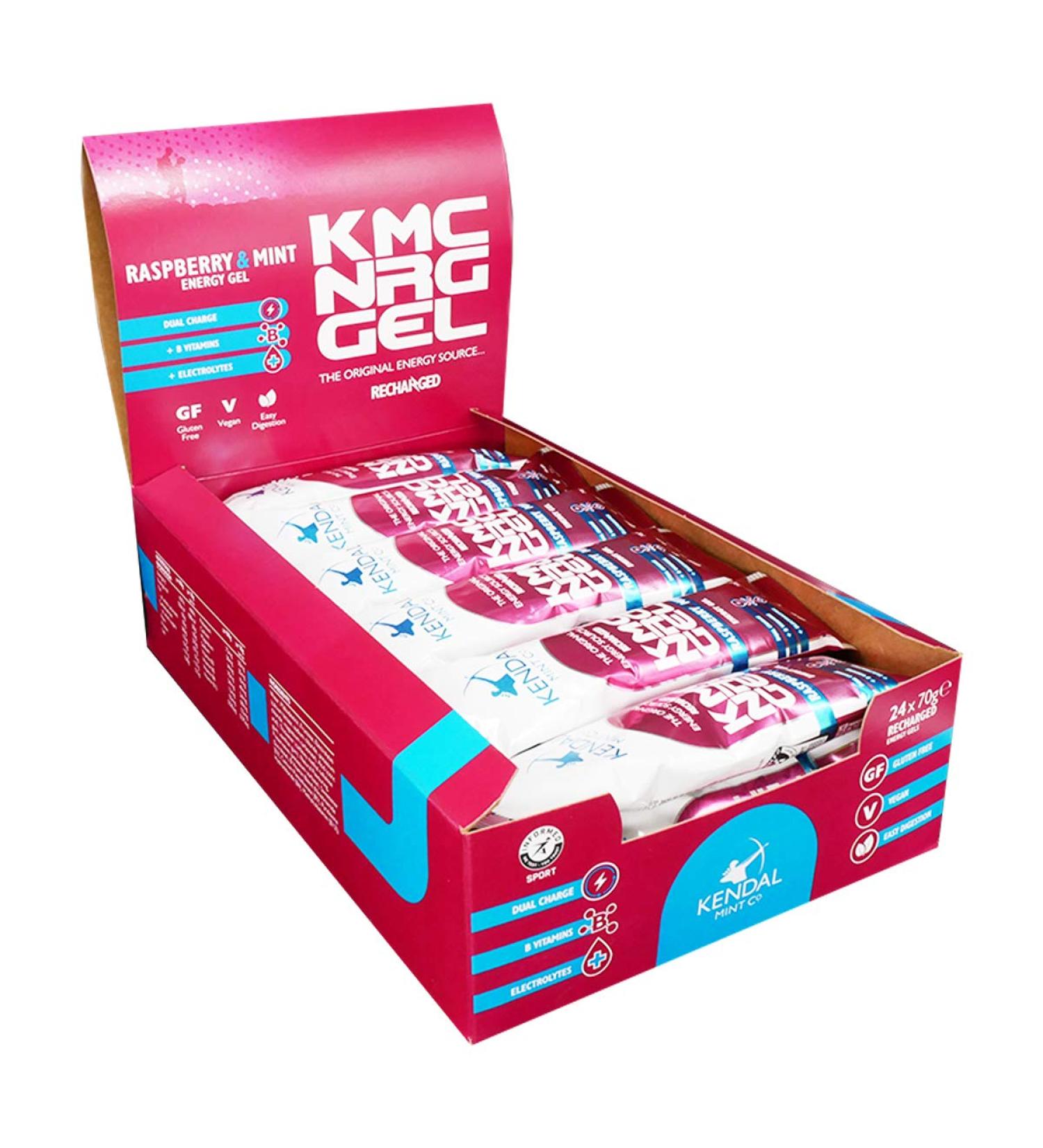 KMC NRG Gel Refreshing Raspberry Mint Energy Gel 27g - 24 Pack | Dual Carb + Electrolytes + B Vitamins | Vegan & Gluten Free - Kendal Mint Co - Buy Online on GoSupps.com